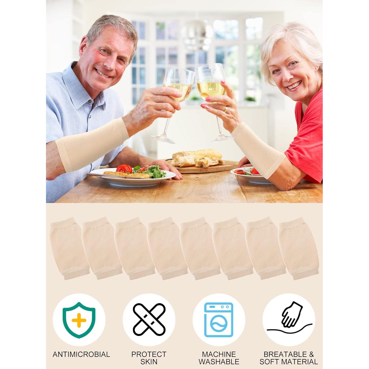 Janmercy 9 Pares Protectores de Brazo para Piel Delgada Beige