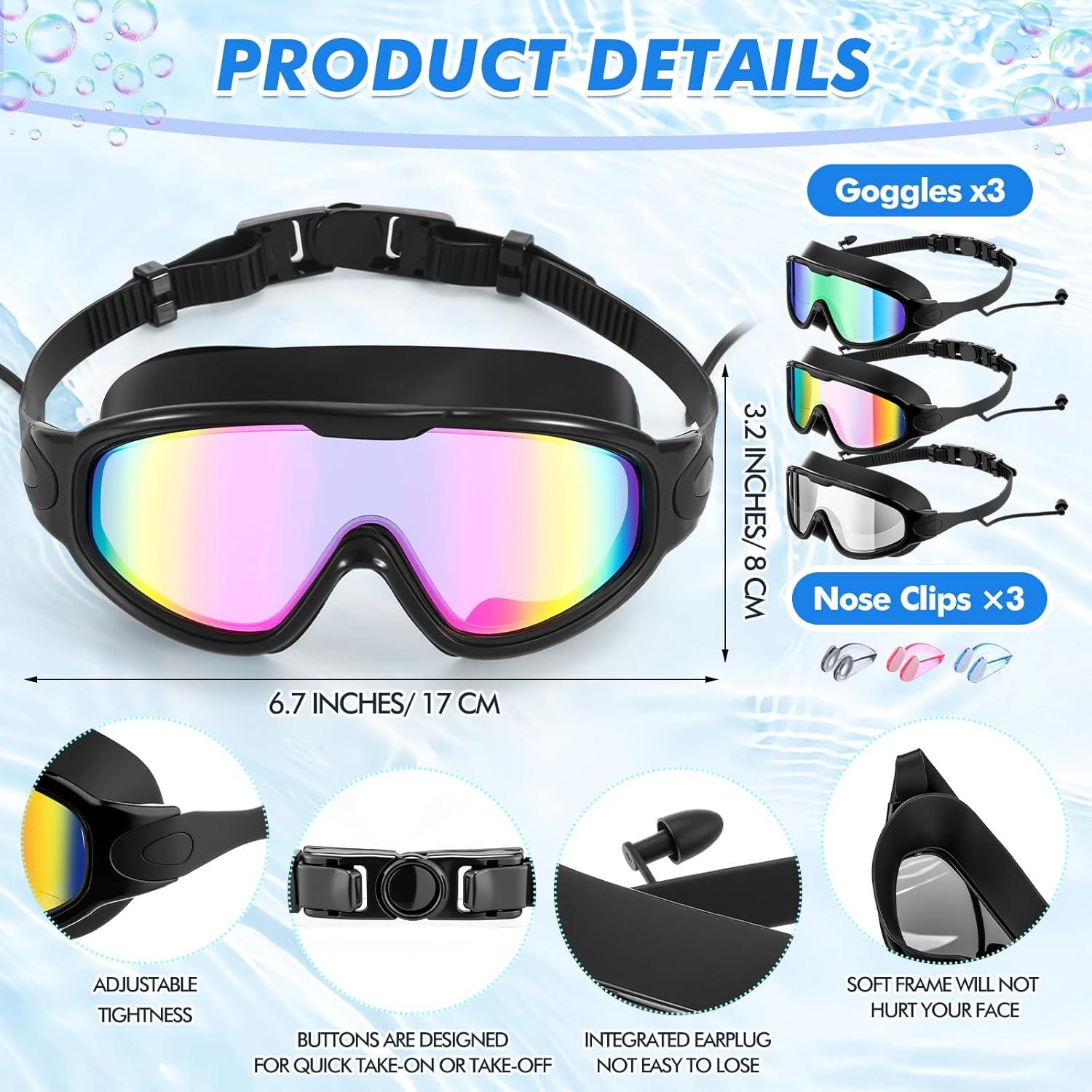 Gafas de Natación Konohan Adultos Antivaho 3 Piezas UV