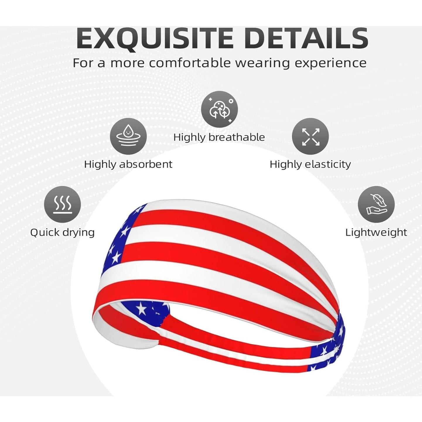 Diadema Antideslizante Genérico Bandera Americana para Ejercicio