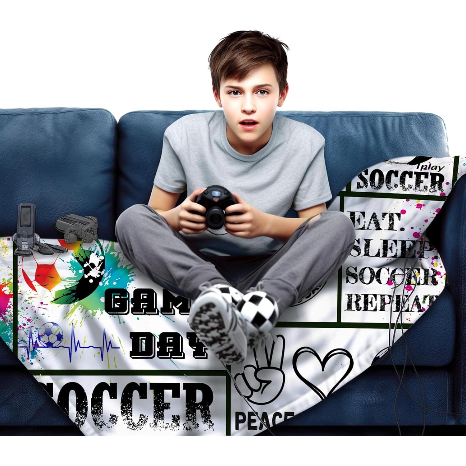 Manta de Fútbol MIBDDK 127x102 cm Franela Ultra Suave