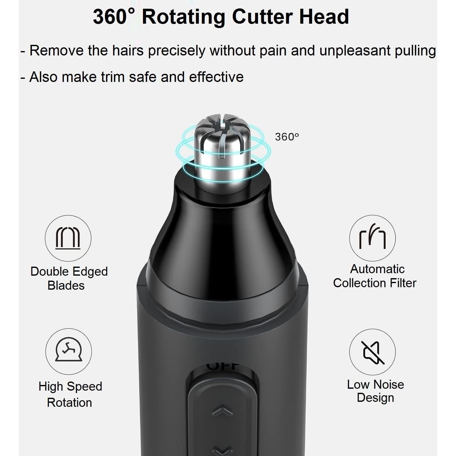 Recortador de Vello Nasal y Auricular KAMISAFE IPX7 Portátil