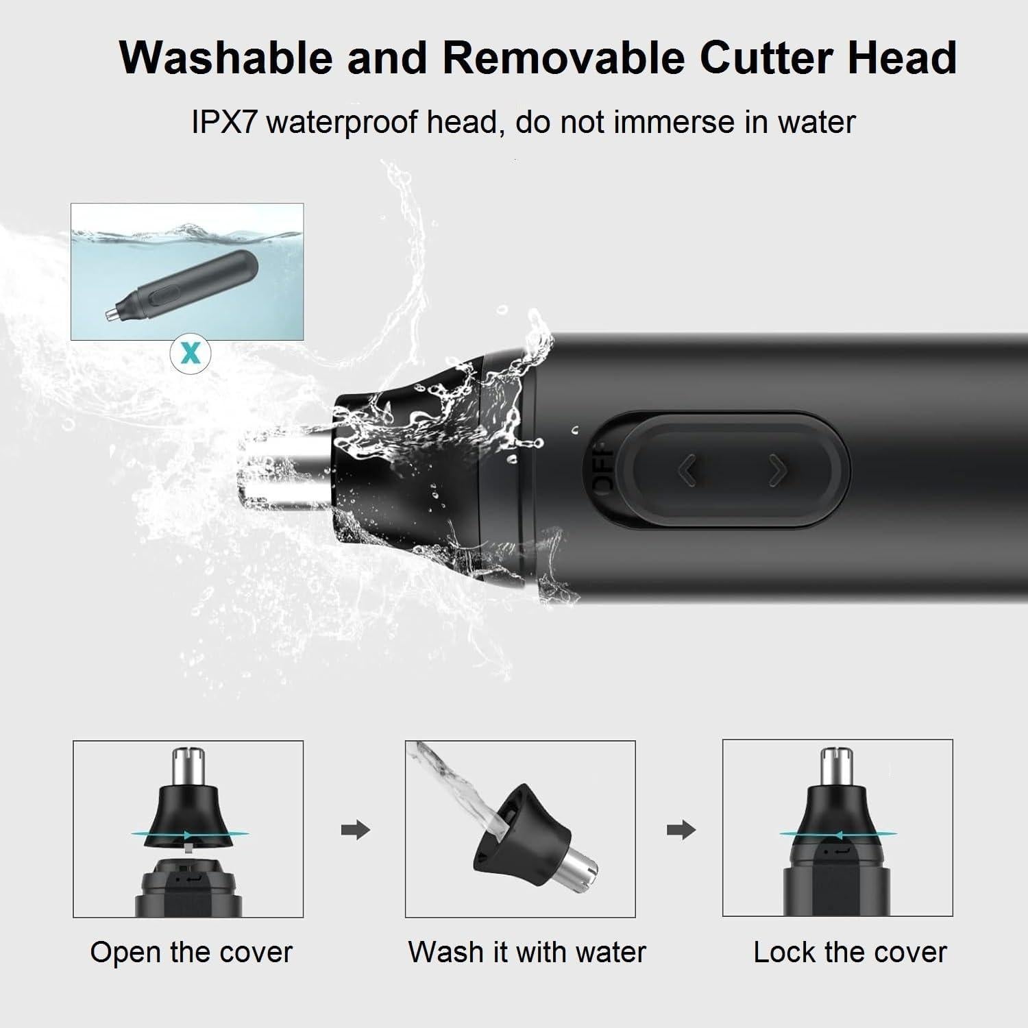 Recortador de Vello Nasal y Auricular KAMISAFE IPX7 Portátil