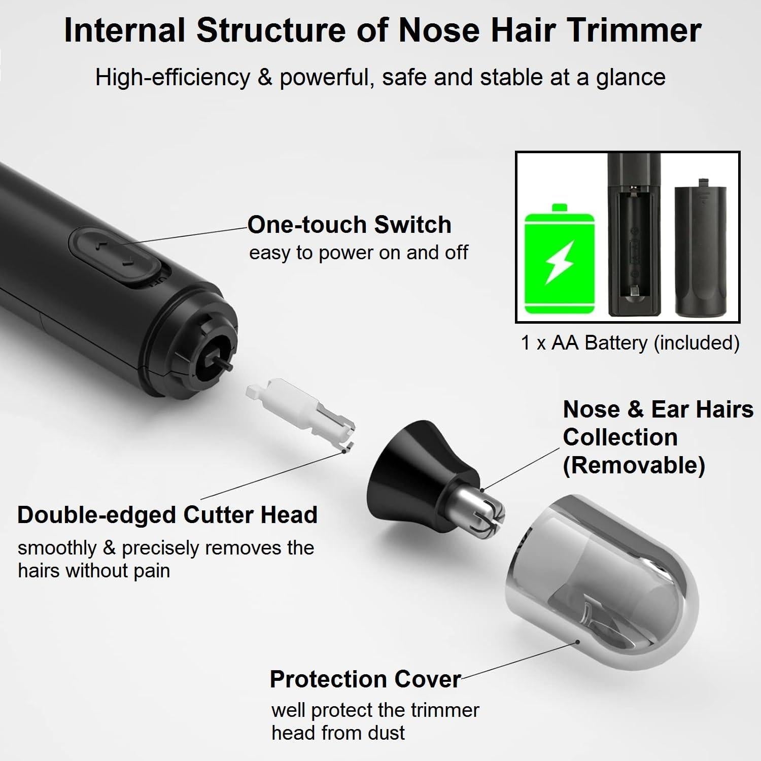 Recortador de Vello Nasal y Auricular KAMISAFE IPX7 Portátil
