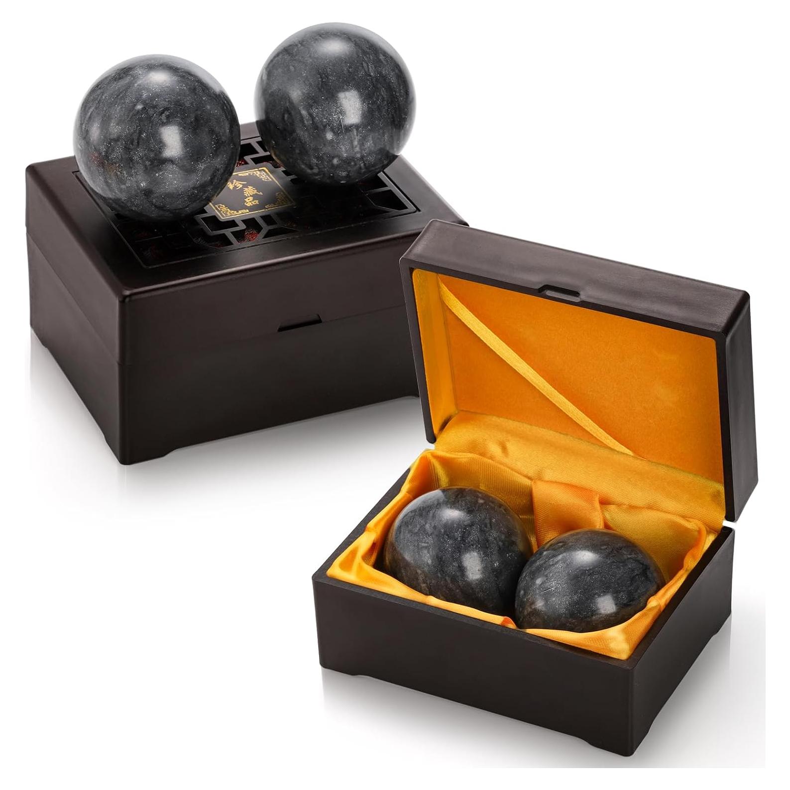 Conjunto de 4 Bolas de Baoding Lyellfe de Jade Negro 5.08 cm