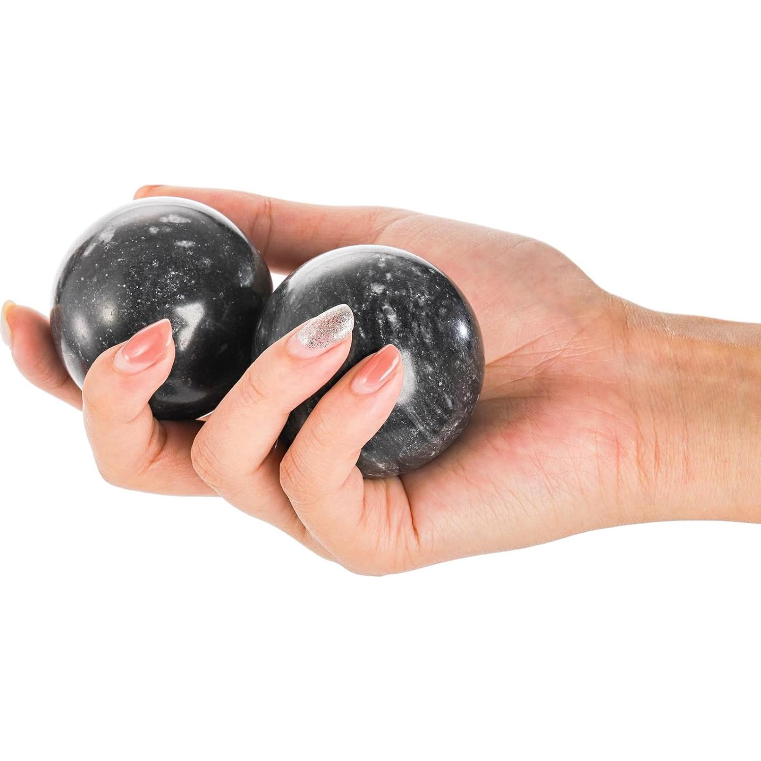 Conjunto de 4 Bolas de Baoding Lyellfe de Jade Negro 5.08 cm