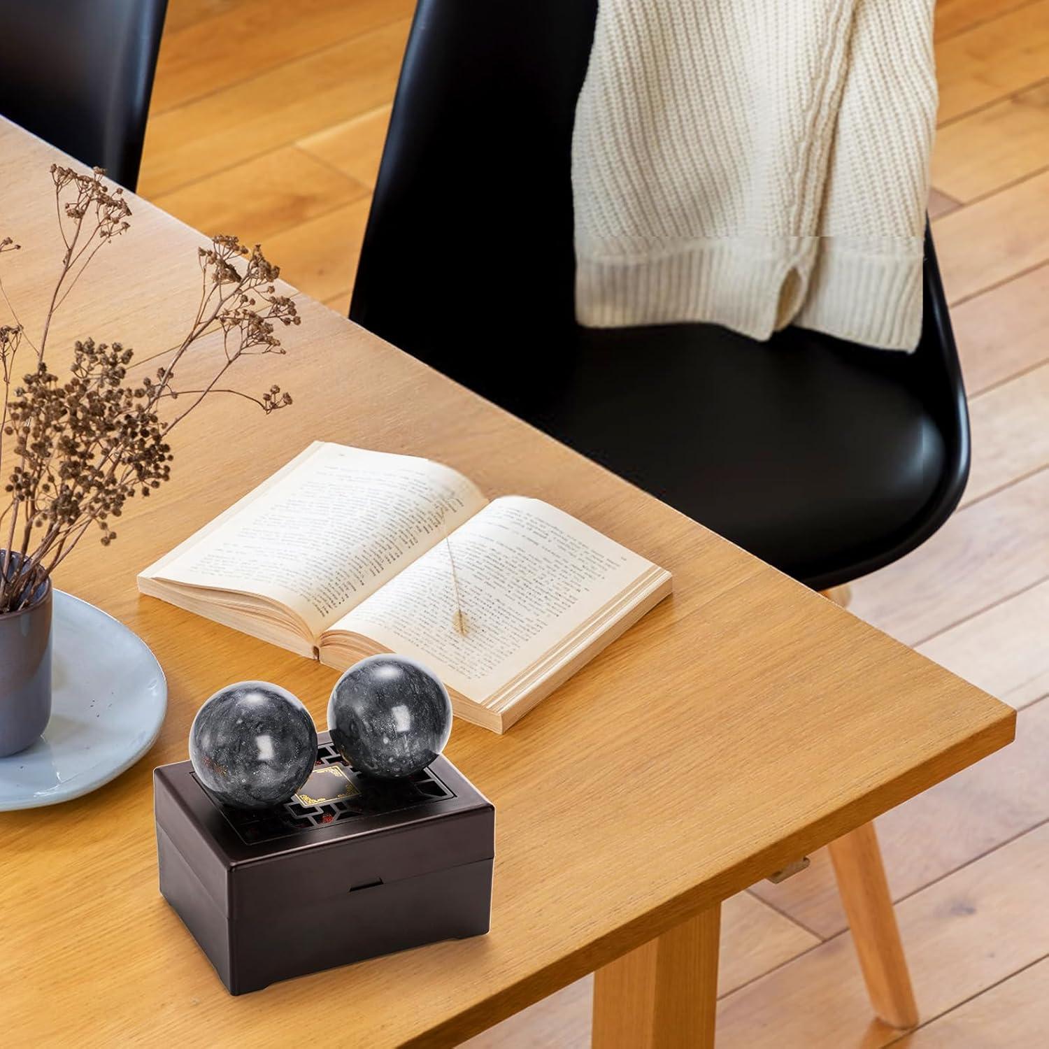 Conjunto de 4 Bolas de Baoding Lyellfe de Jade Negro 5.08 cm