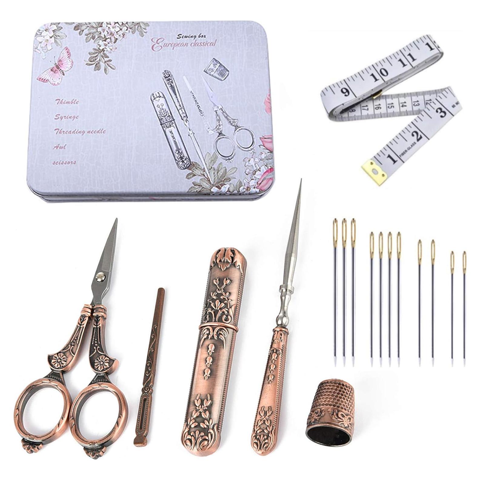 Tijeras de Coser Vintage NOTIONSLAND con Cinta Métrica 15 cm