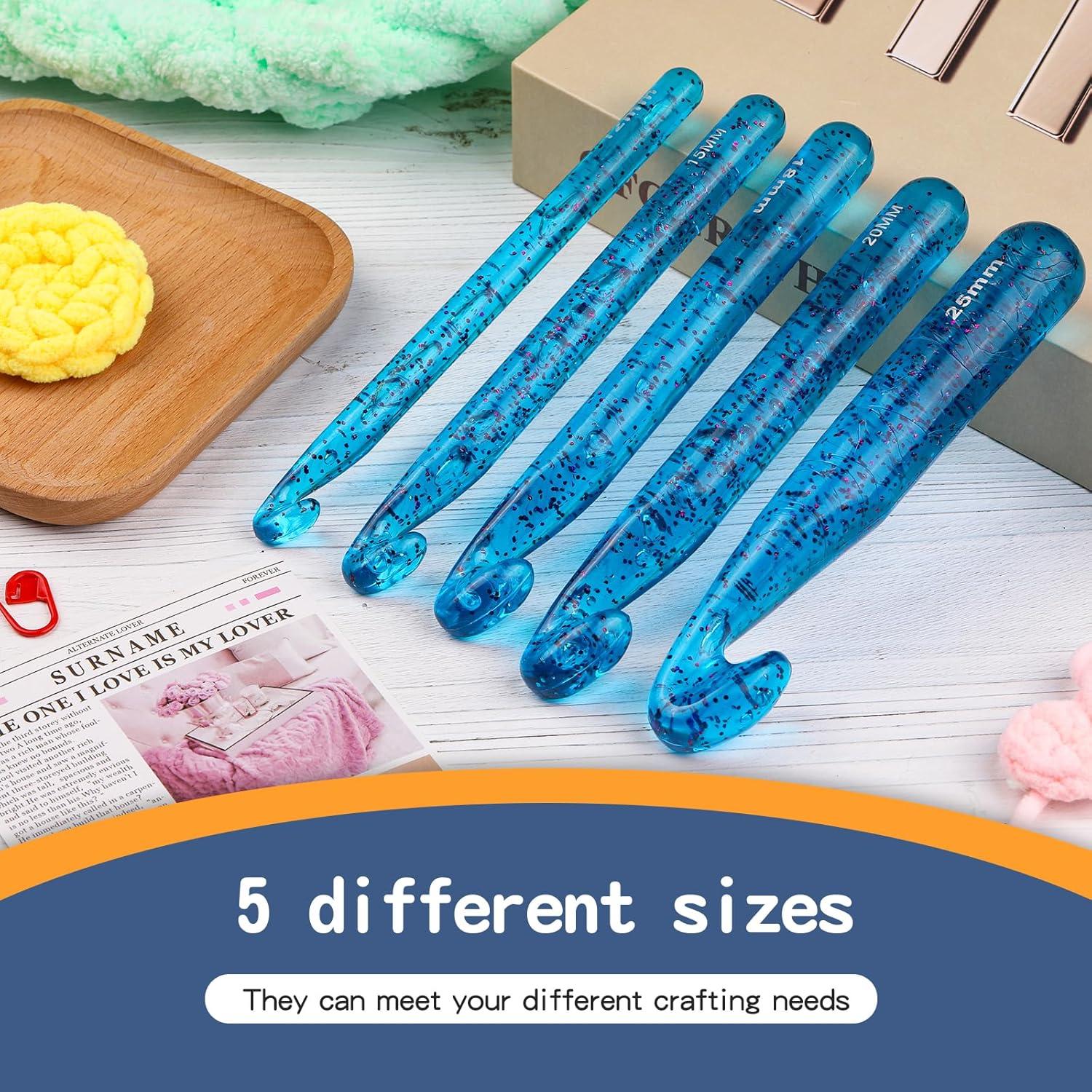 Conjunto de Ganchos de Crochet Grandes QMNNMA 12-25mm Azul