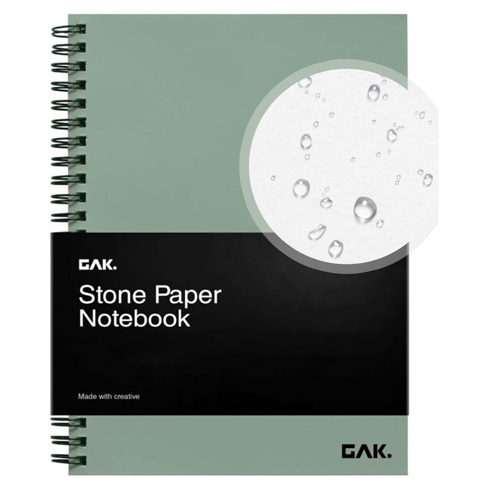 Cuaderno Espiral GAK de Papel de Piedra Verde Mediano 50 Hojas