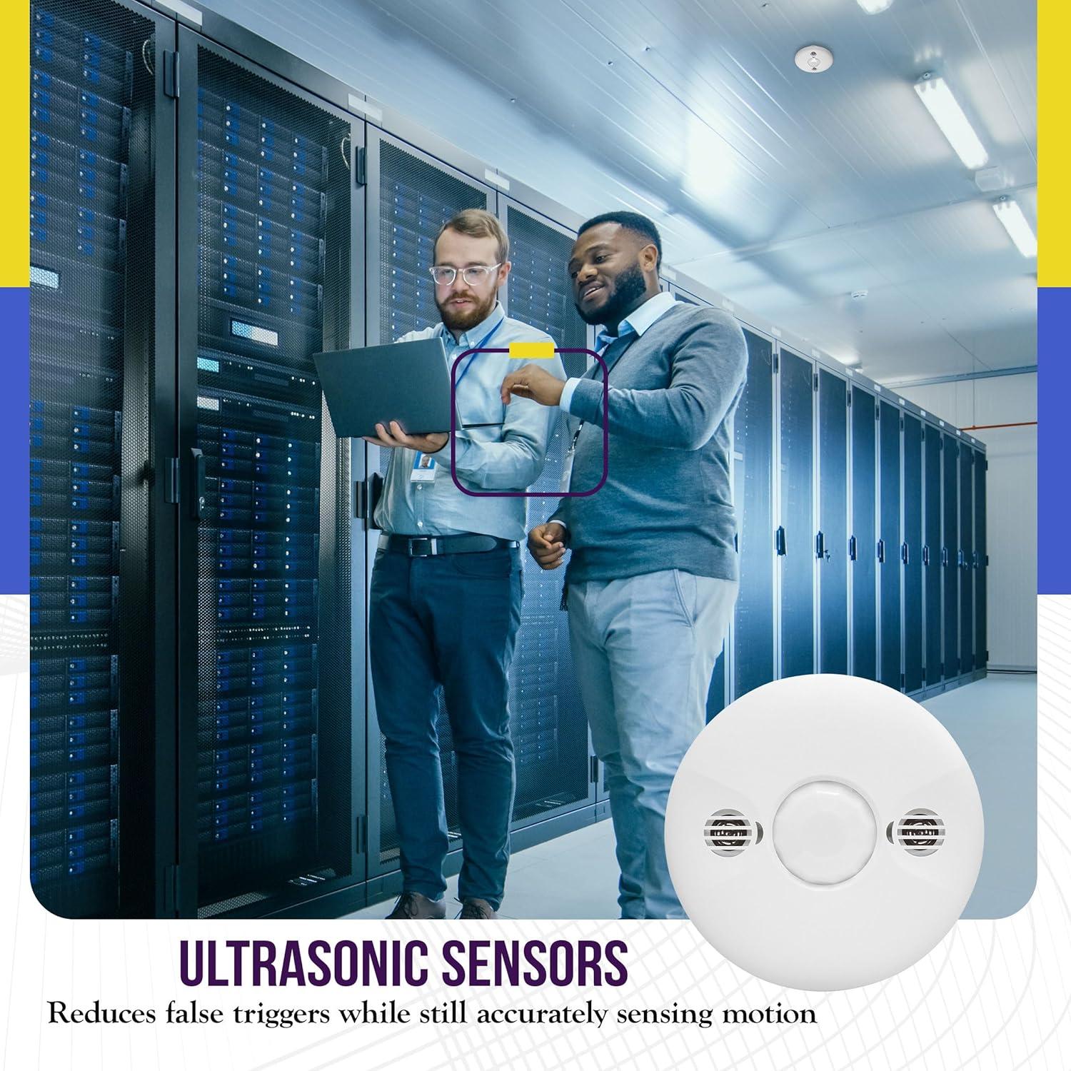 Sensor de Techo Enerlites MDC-50L Dual PIR Ultrasonido 360°