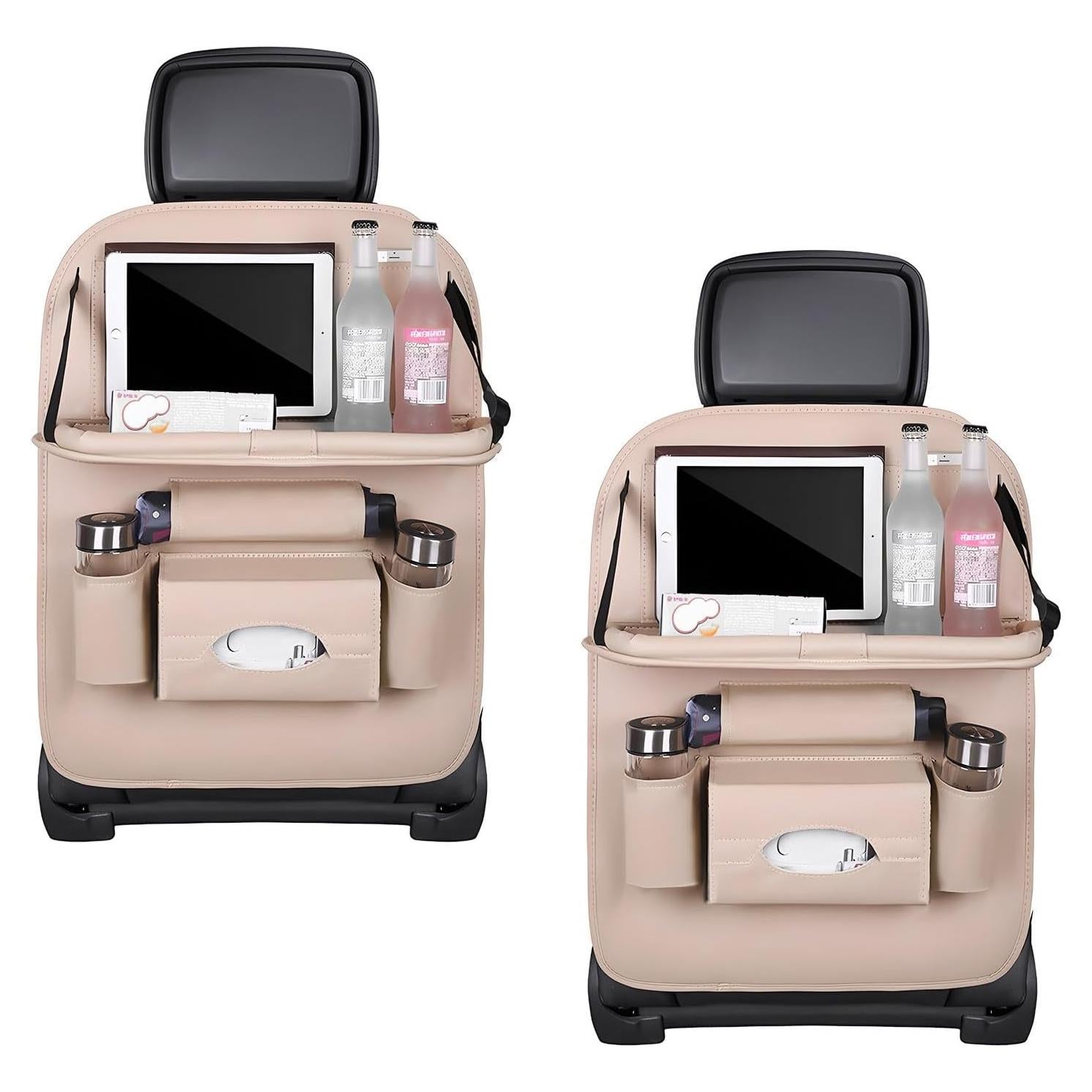 Organizador de Asiento Trasero de Coche FSTURIOS 2 PCS Beige