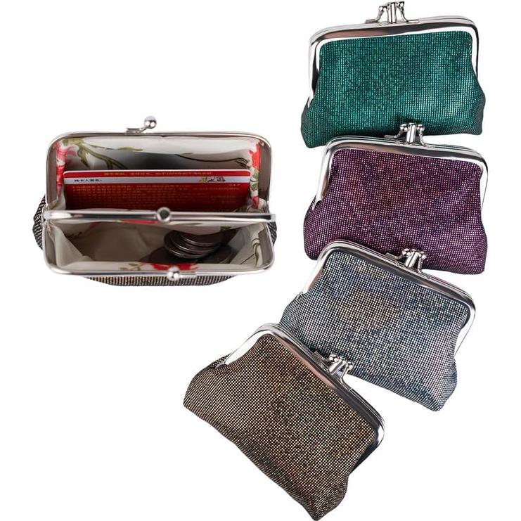 Billetera de Monedas Vintage A13A con Cierre de Boca de Beso