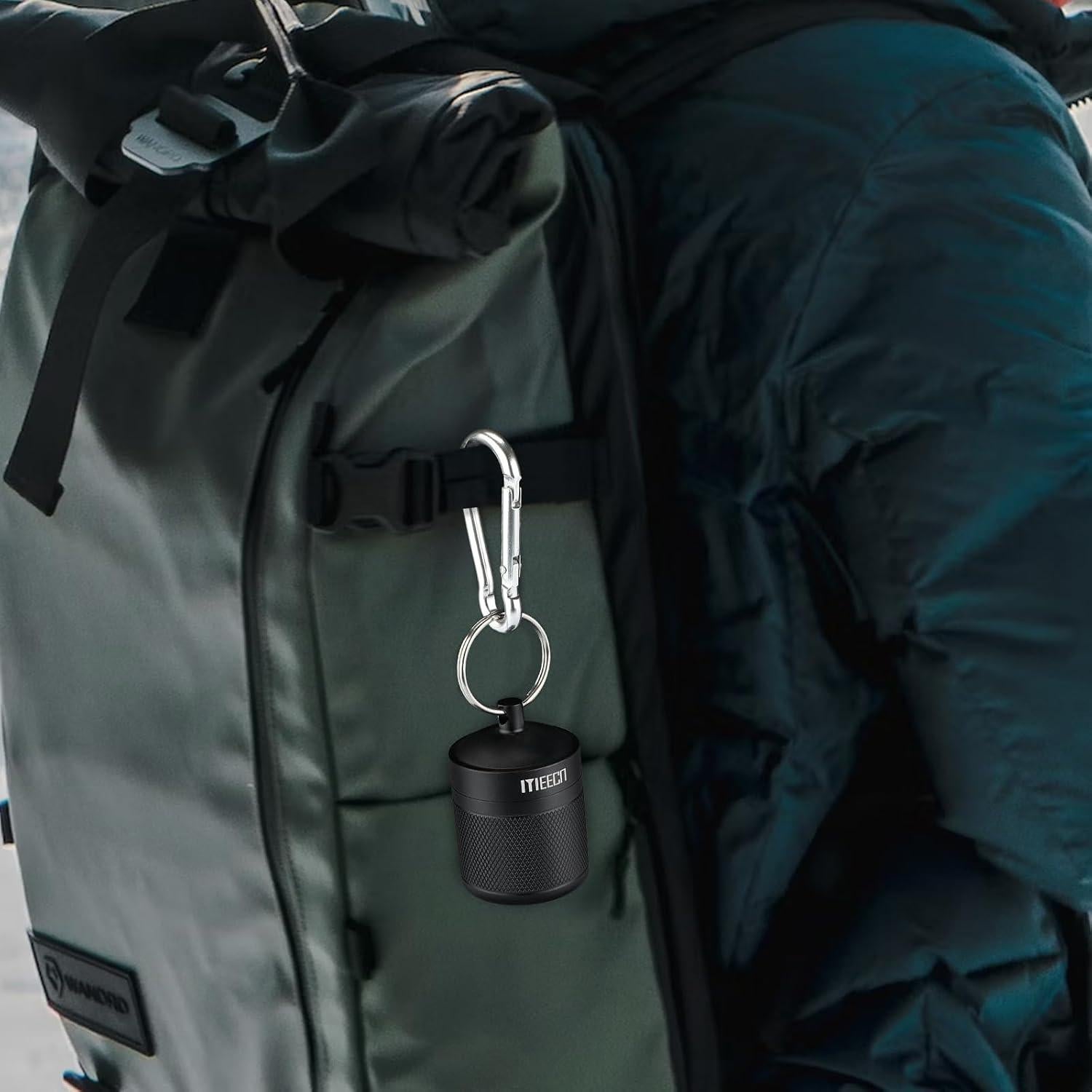 Portapíldoras llavero MEECN aluminio impermeable 1.6x5.08cm negro