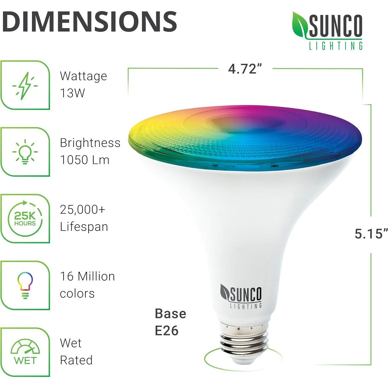 Bombillas LED inteligentes Sunco PAR38 RGB 13W, 2 unidades
