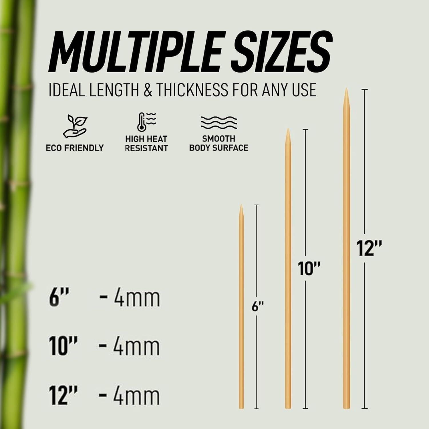 Pinchos de Bambú Natural Super Eco 100 Pcs 15.24 cm