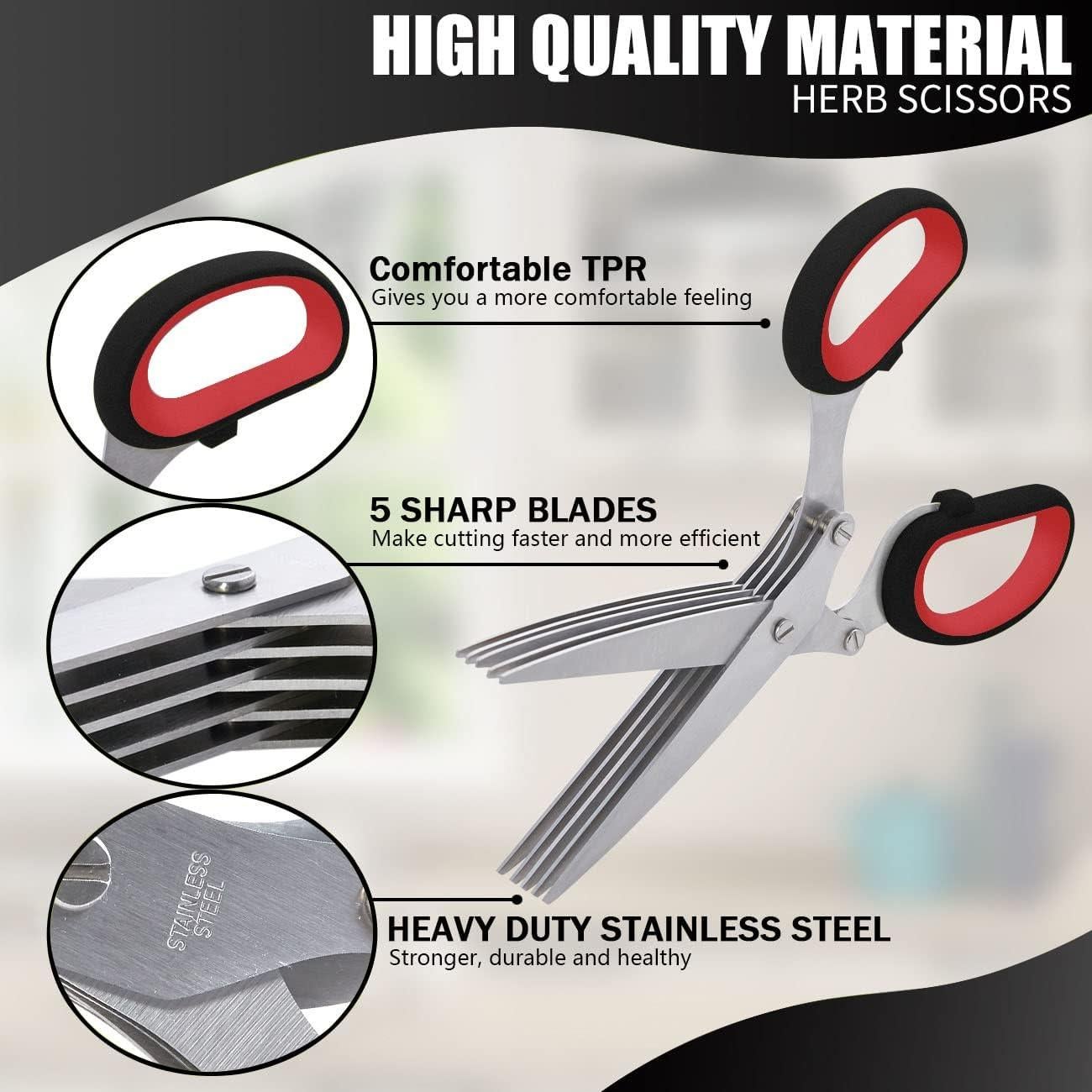 Tijeras de Hierbas LHS 5 Cuchillas Acero Inoxidable Negro