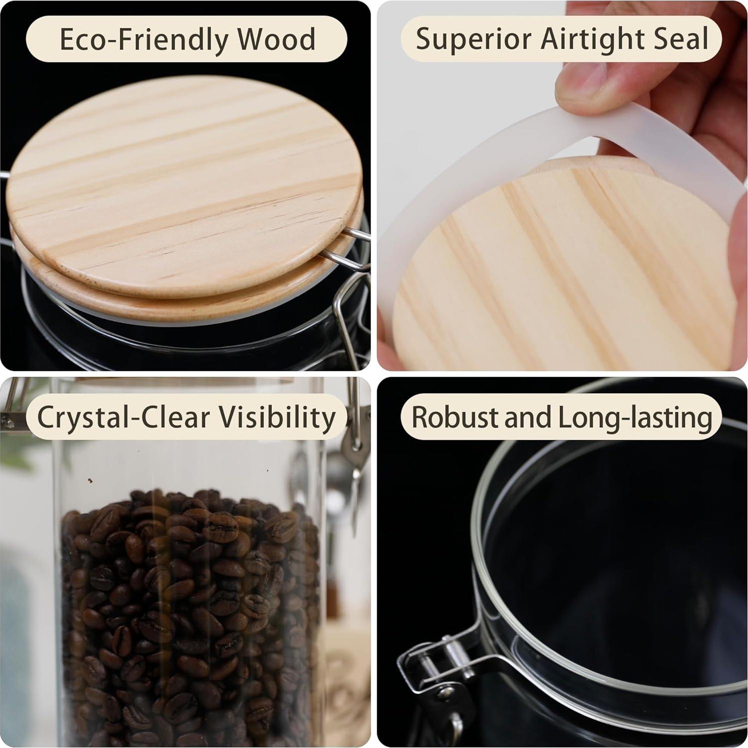 Tarros de Almacenamiento de Vidrio EQEY - 2 Unidades Herméticas