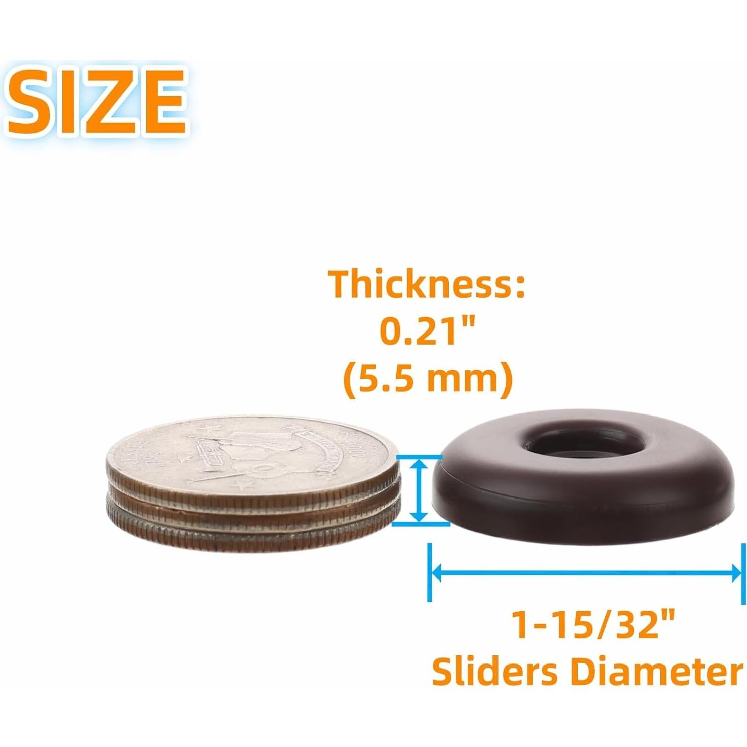 Deslizadores de Muebles Furnigear 38mm PTFE Marrón 20 Paquete