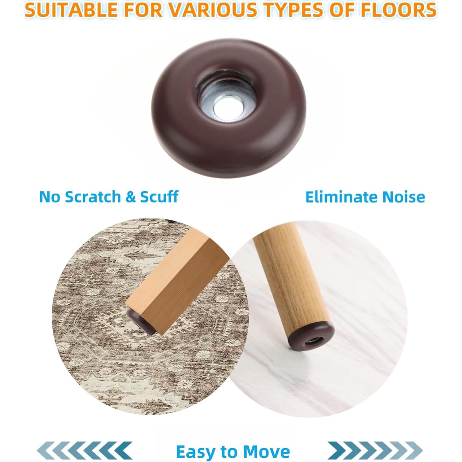 Deslizadores de Muebles Furnigear 38mm PTFE Marrón 20 Paquete