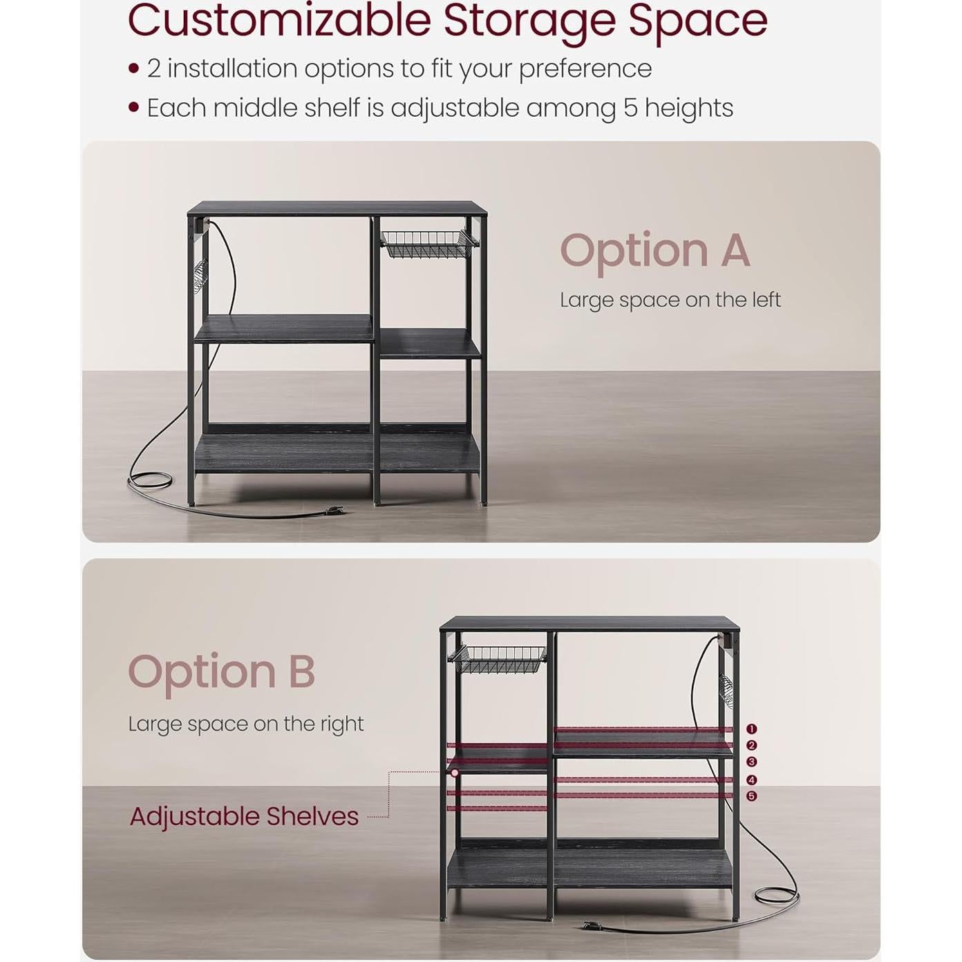 Estante de Panadero VASAGLE con Toma de Corriente 40x90 cm