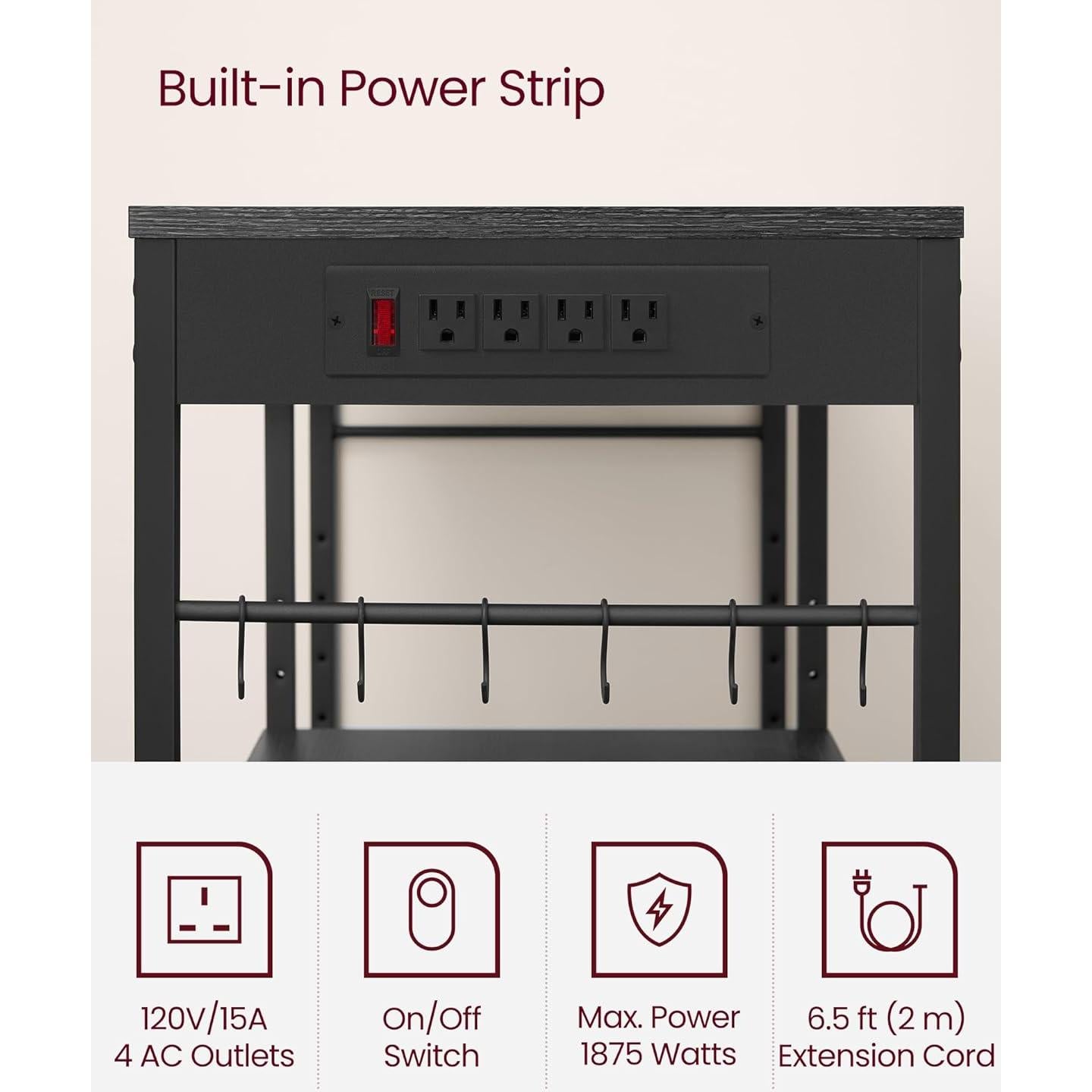 Estante de Panadero VASAGLE con Toma de Corriente 40x90 cm