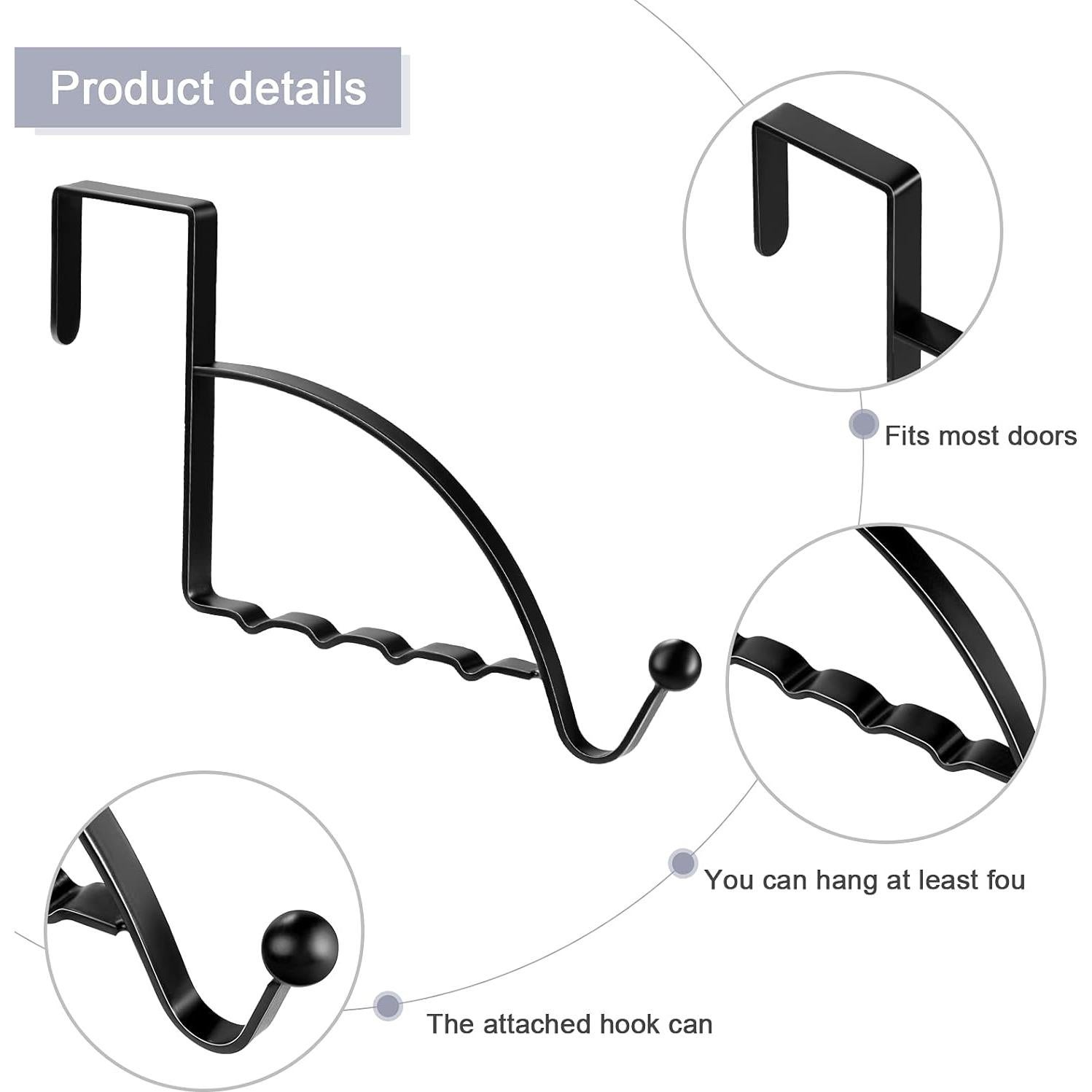 Ganchos sobre la puerta Hotop - Organizador negro 4 piezas