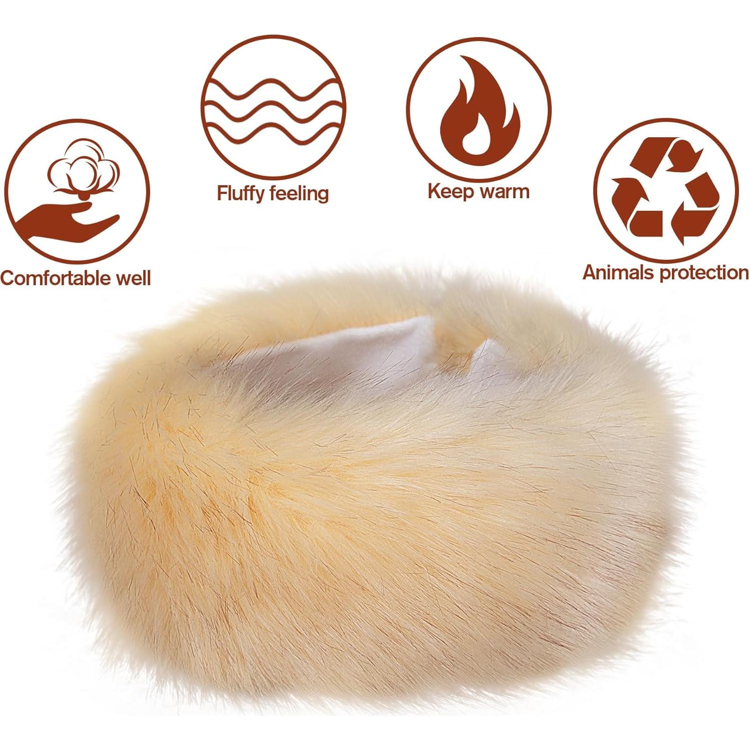 Banda para la Cabeza Dikoaina de Piel Sintética Beige para Mujeres