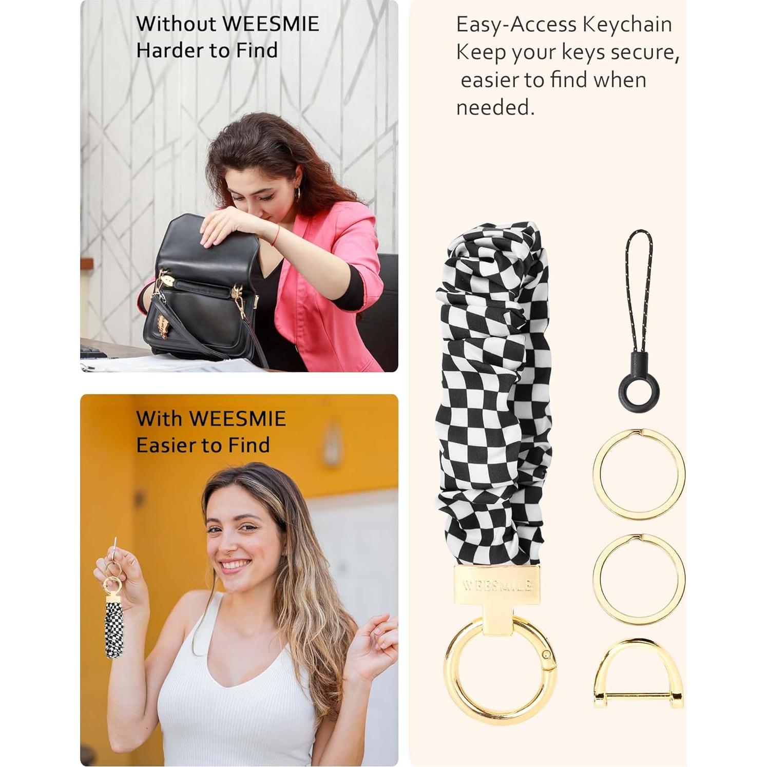 Pulsera de Llavero Scrunchie WEESMILE Color Ajedrez