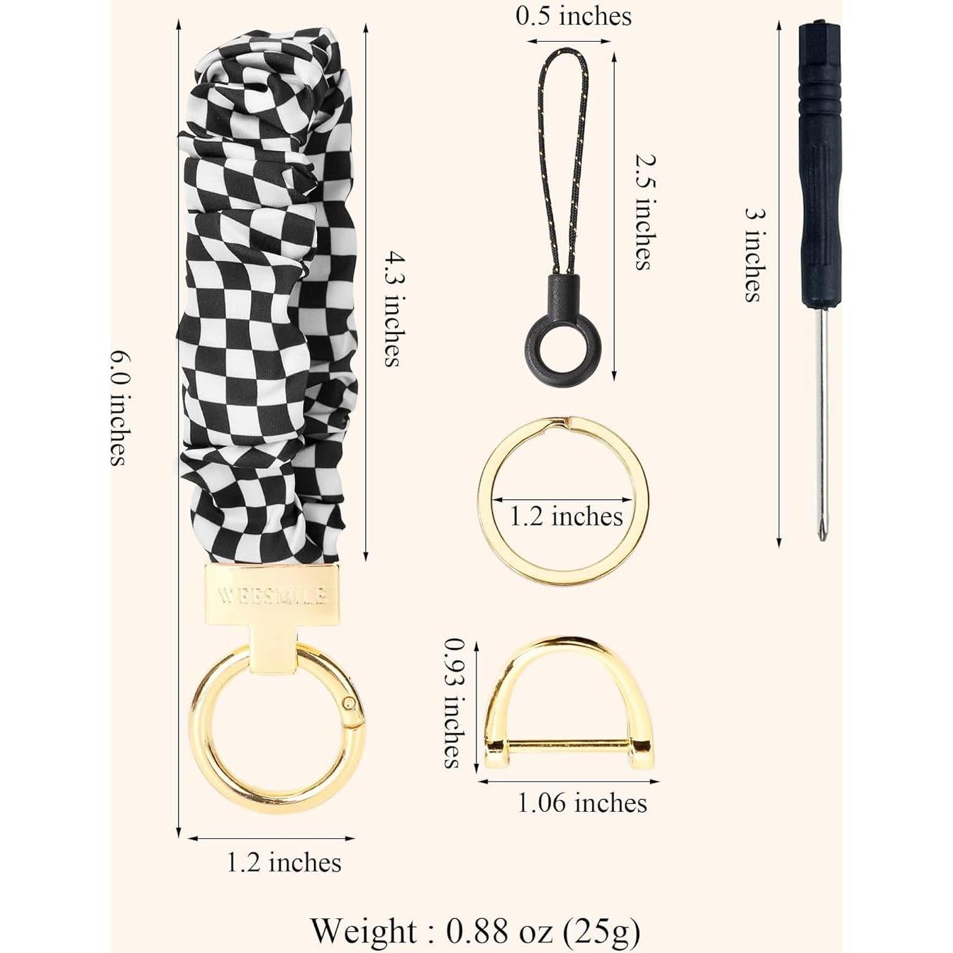 Pulsera de Llavero Scrunchie WEESMILE Color Ajedrez