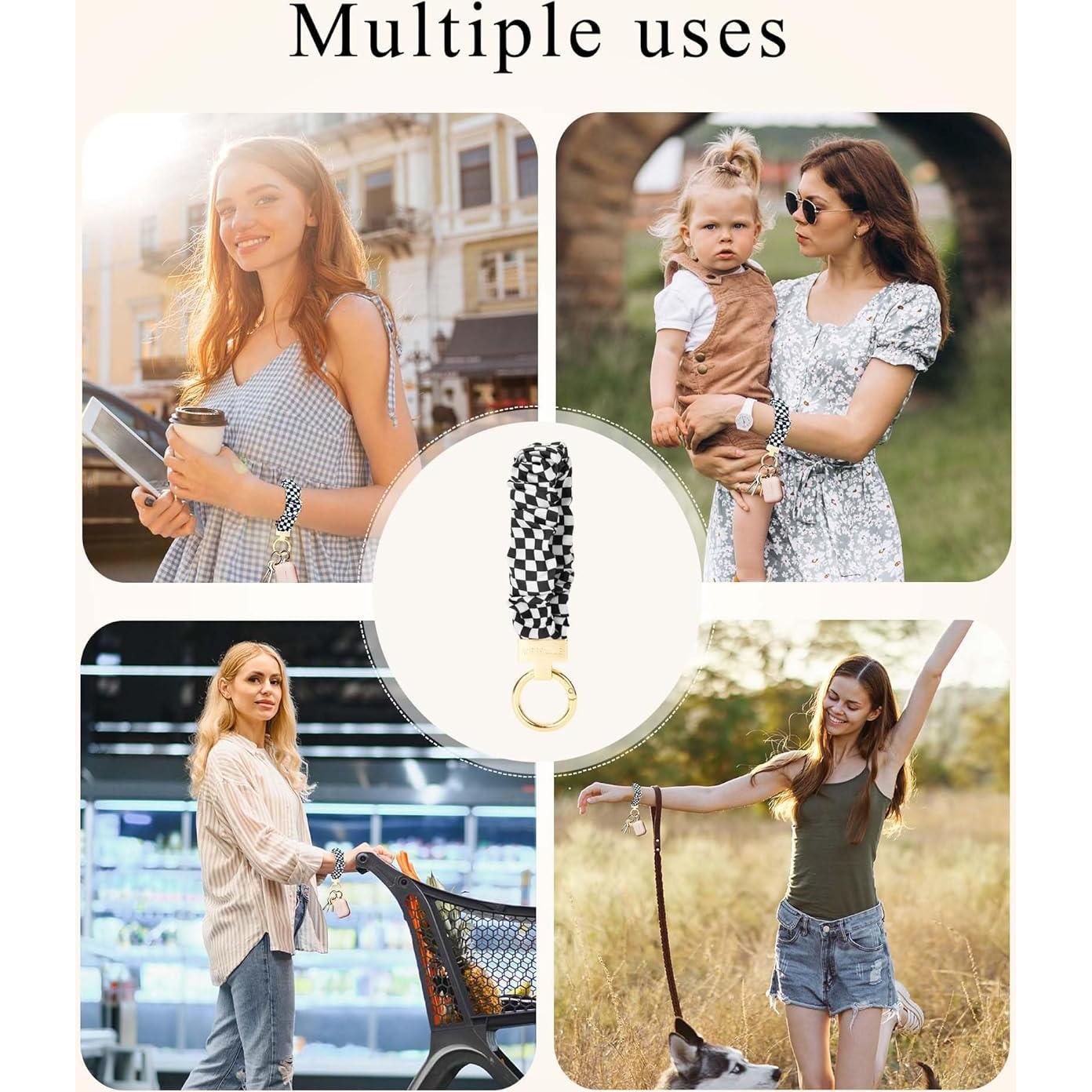 Pulsera de Llavero Scrunchie WEESMILE Color Ajedrez