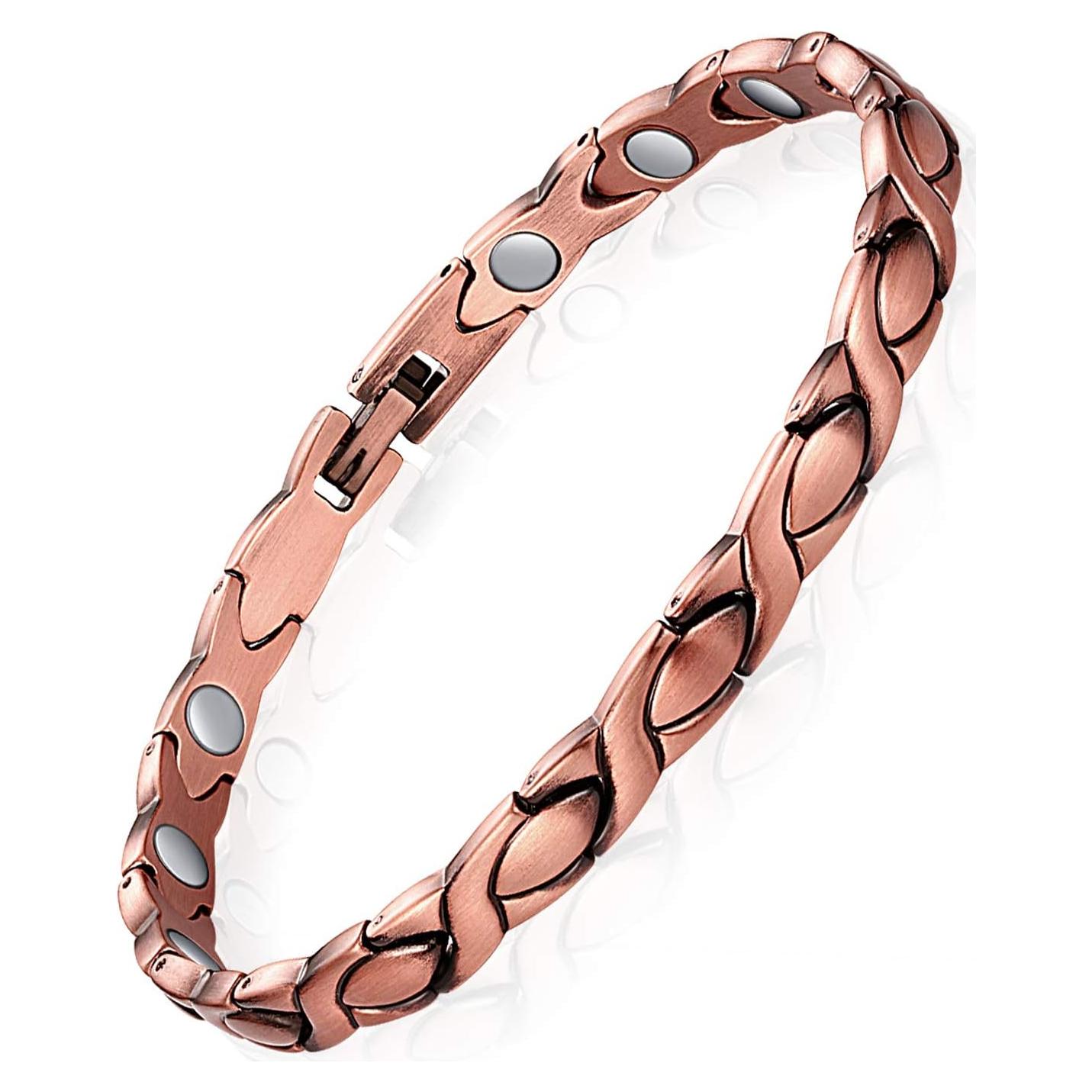 Tobillera Magnética de Cobre Puro Feraco Oro Rosa 25cm