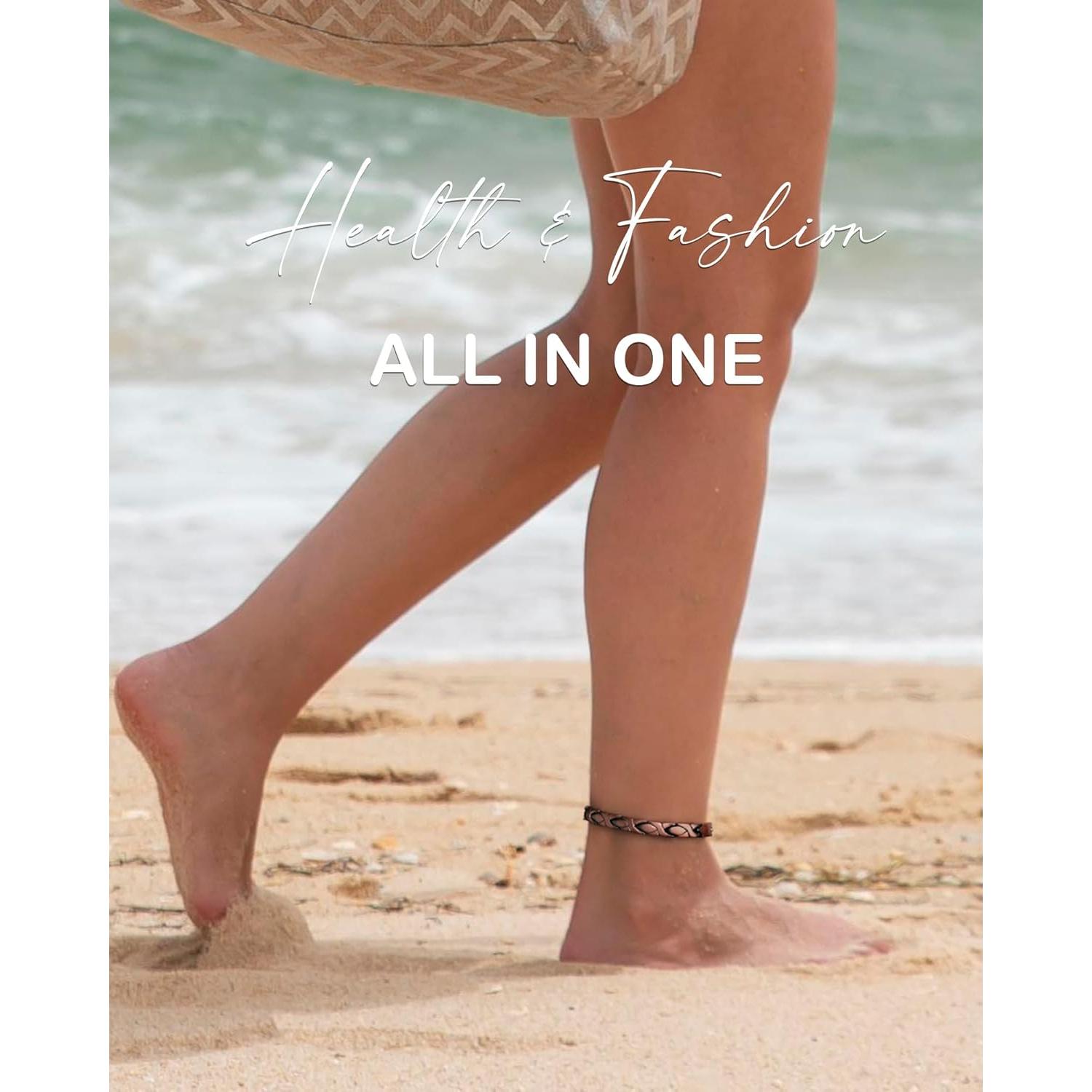 Tobillera Magnética de Cobre Puro Feraco Oro Rosa 25cm