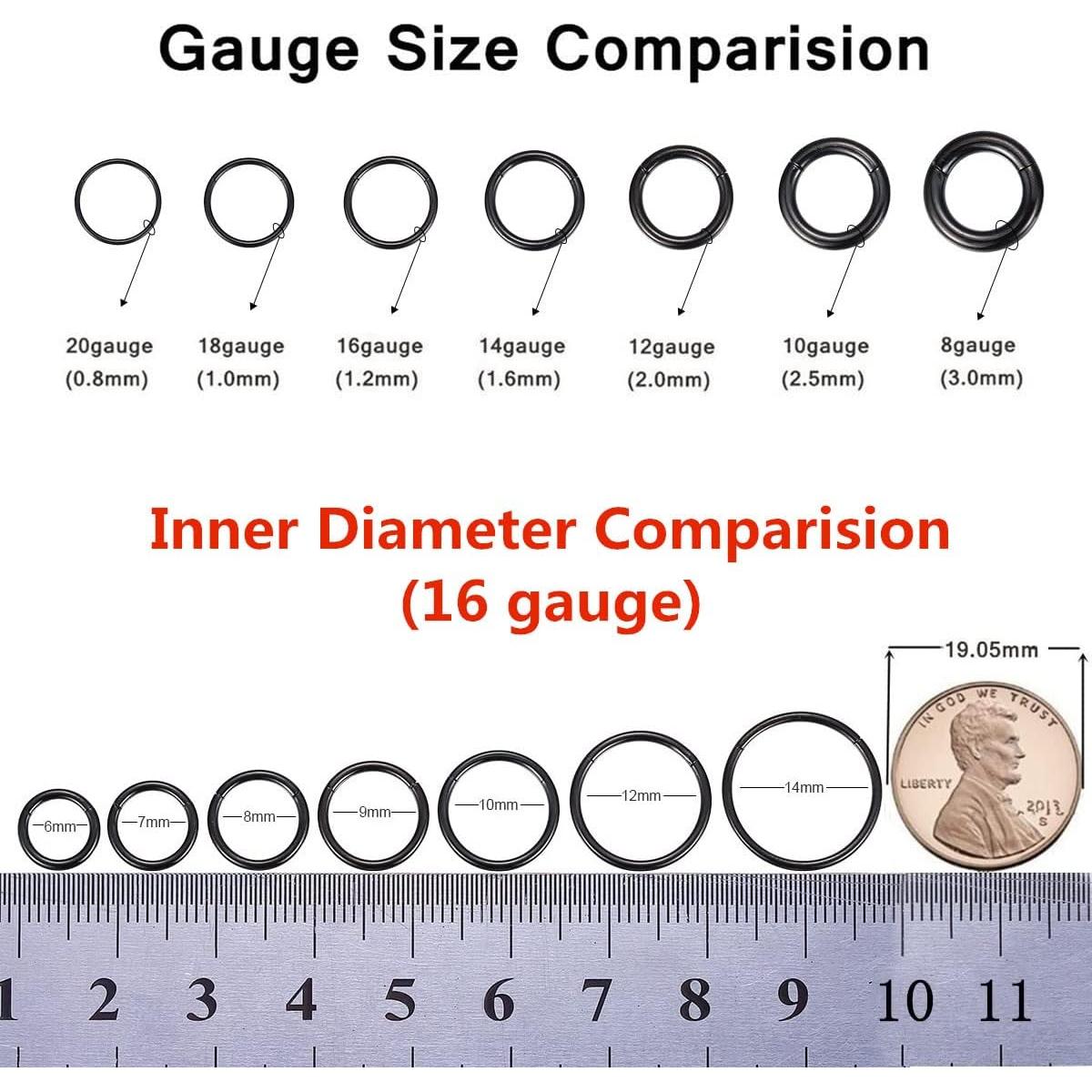 Aro de nariz sin costura LOVEBODYJEWELRY acero 316L 16G 6mm