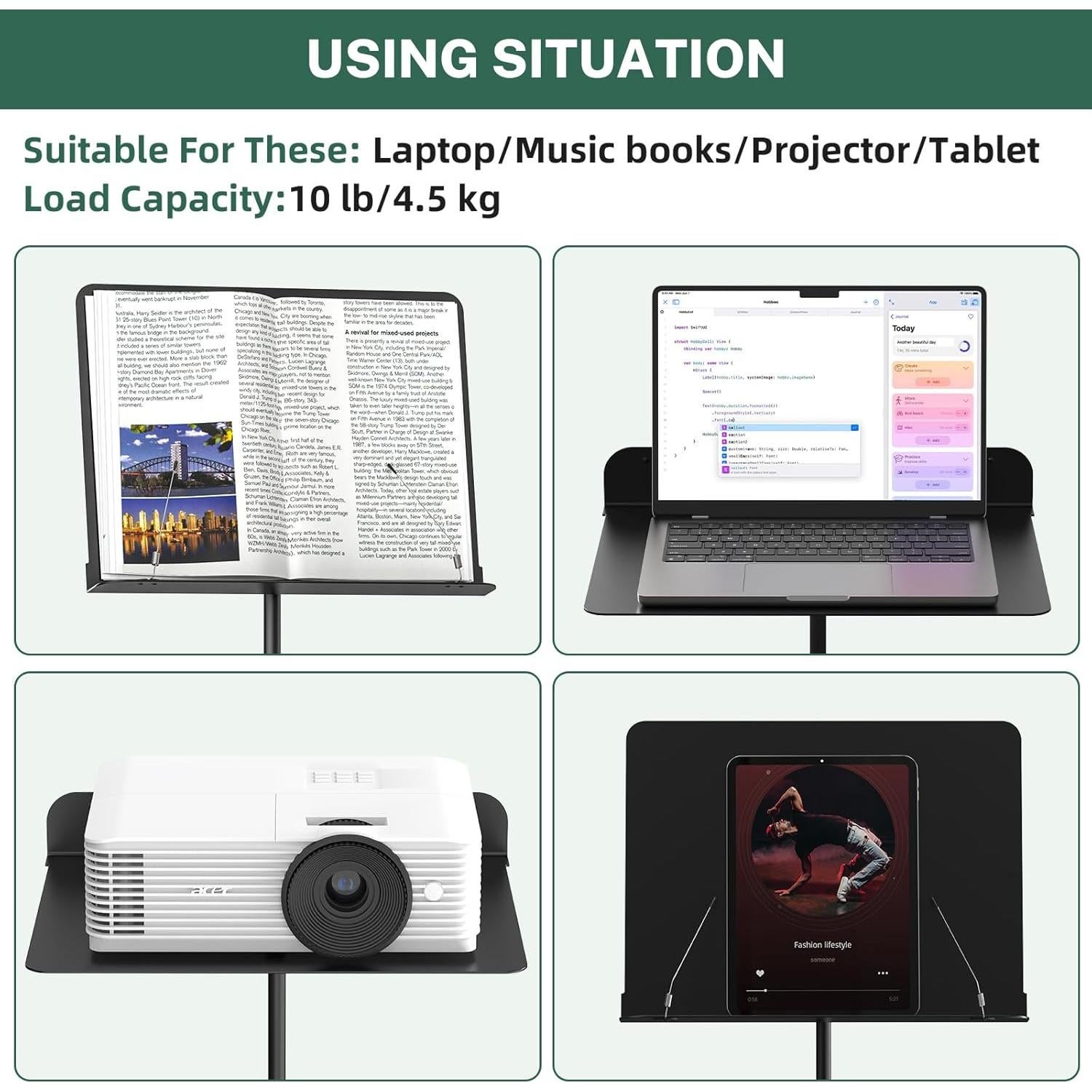 Soporte de Partituras GLEAM Metal 5 en 1 con Bolsa y Clip