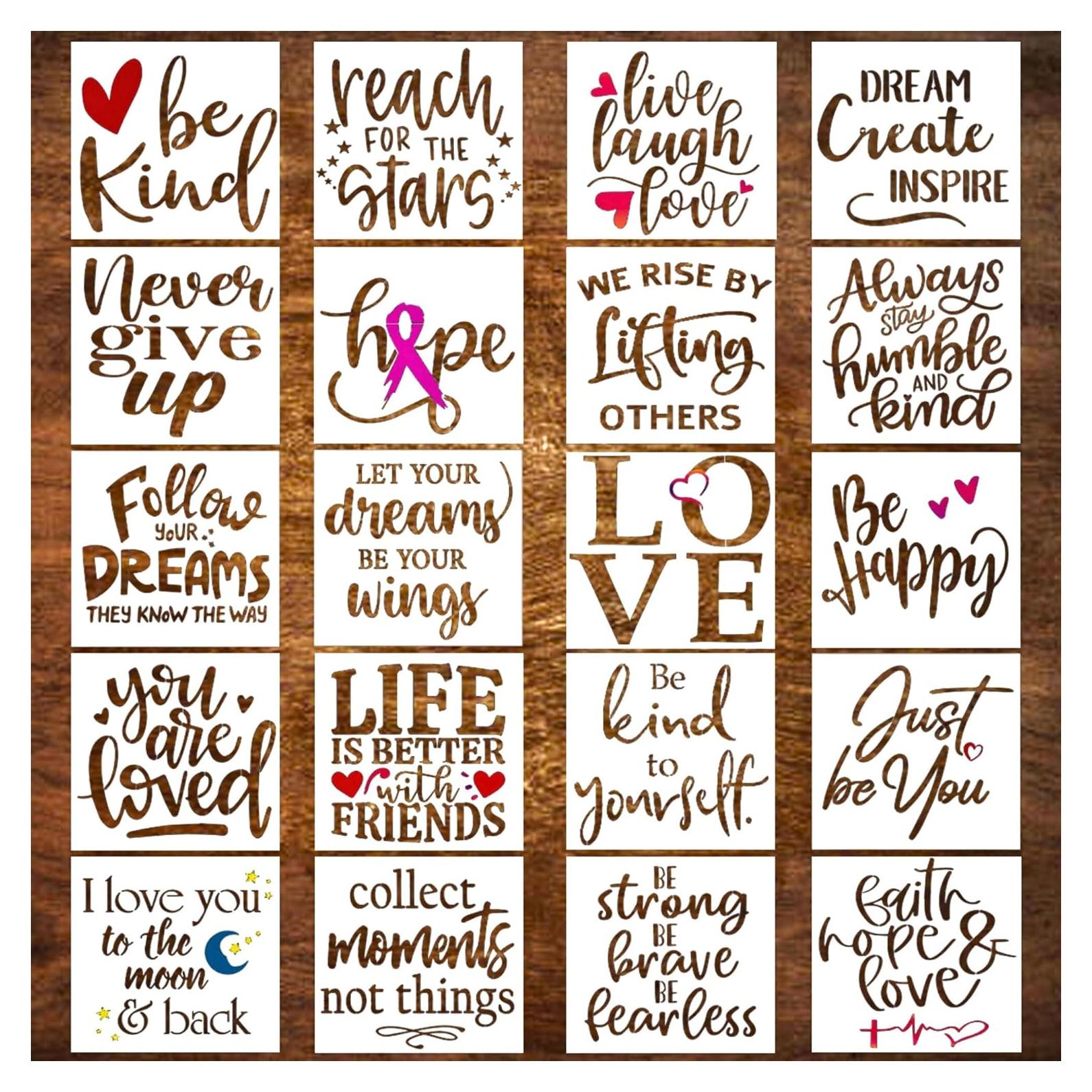 Juego de Plantillas de Palabras Inspiradoras DLY LIFESTYLE 20 Piezas