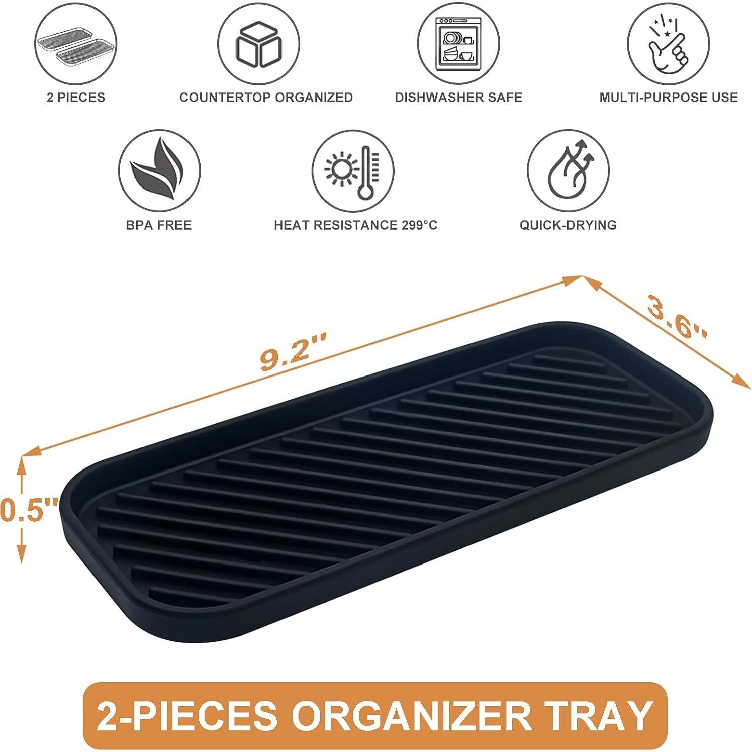 Bandeja Organizadora de Silicona HvOvMvE - 2 Piezas Negra