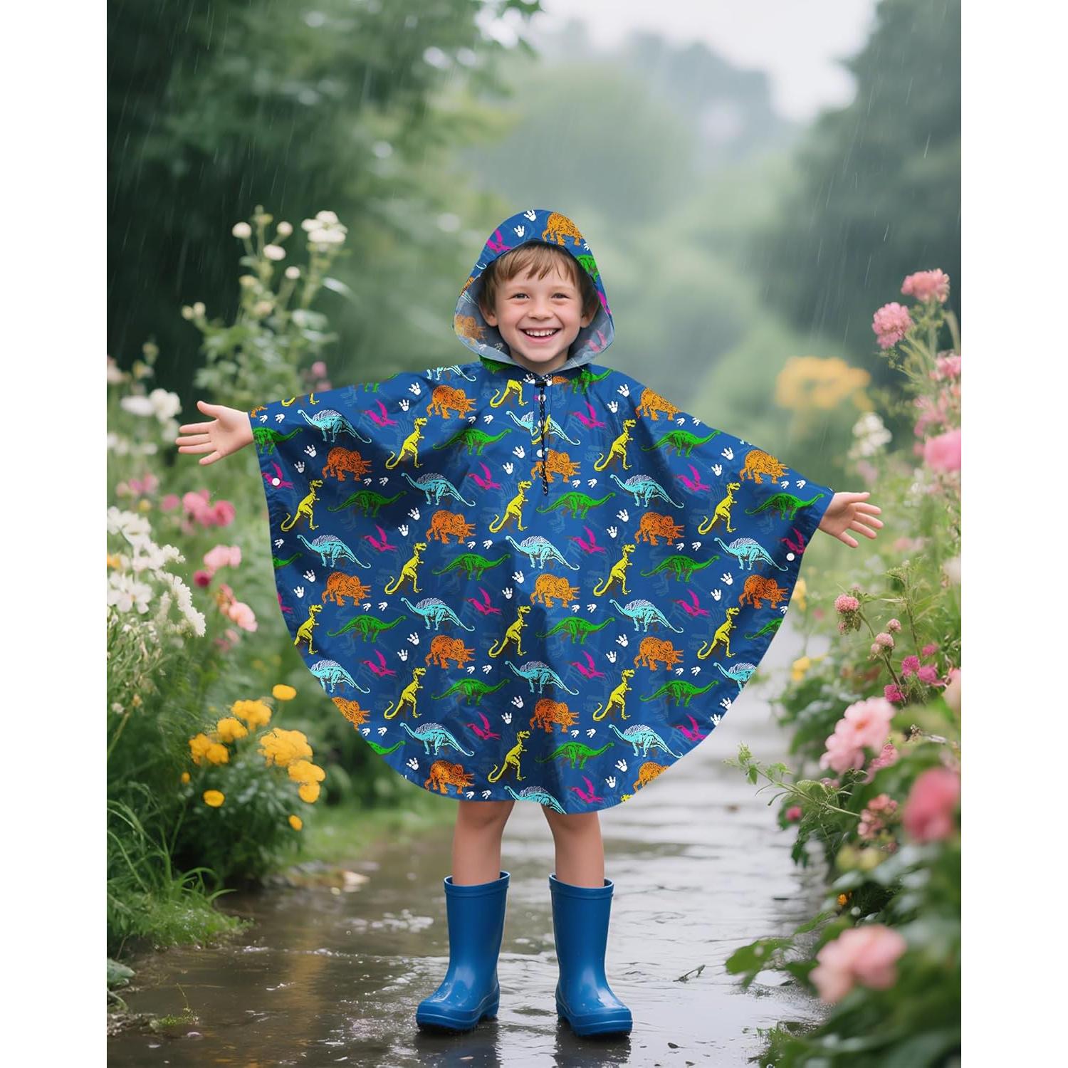 Poncho de Lluvia OlyPegic para Niños 6-10 Años Impermeable
