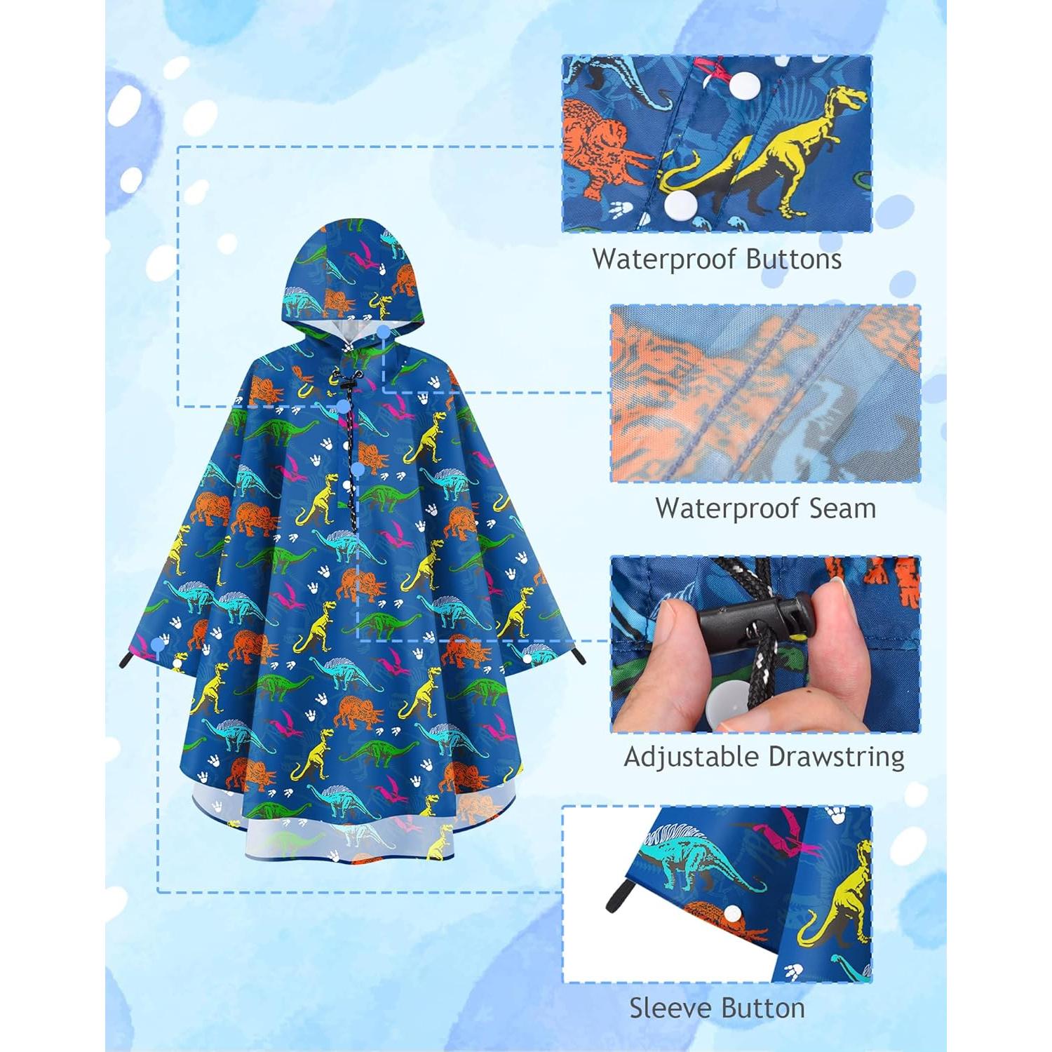 Poncho de Lluvia OlyPegic para Niños 6-10 Años Impermeable