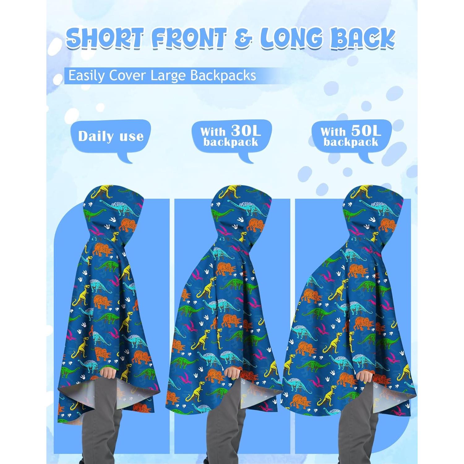 Poncho de Lluvia OlyPegic para Niños 6-10 Años Impermeable
