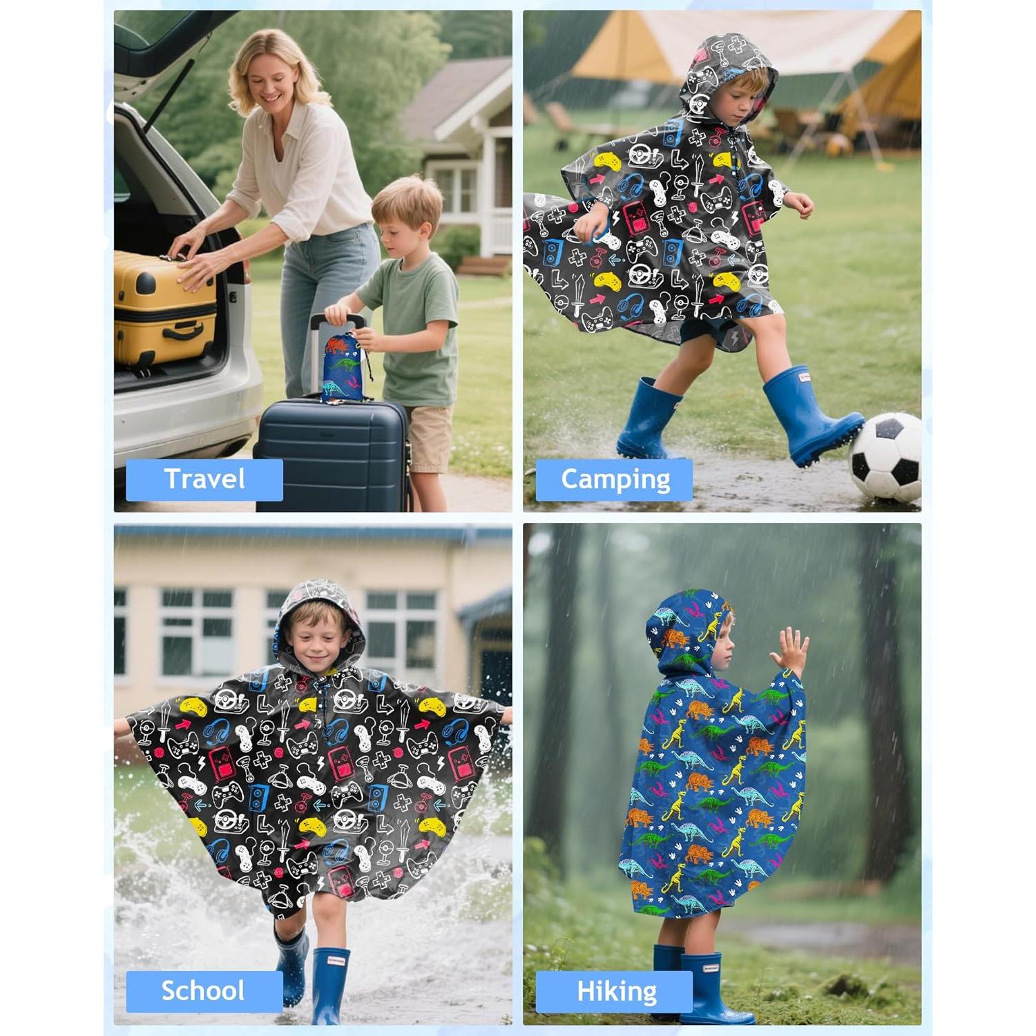 Poncho de Lluvia OlyPegic para Niños 6-10 Años Impermeable