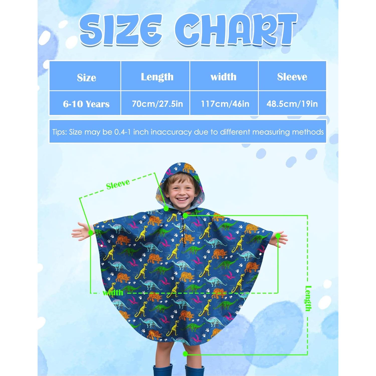Poncho de Lluvia OlyPegic para Niños 6-10 Años Impermeable