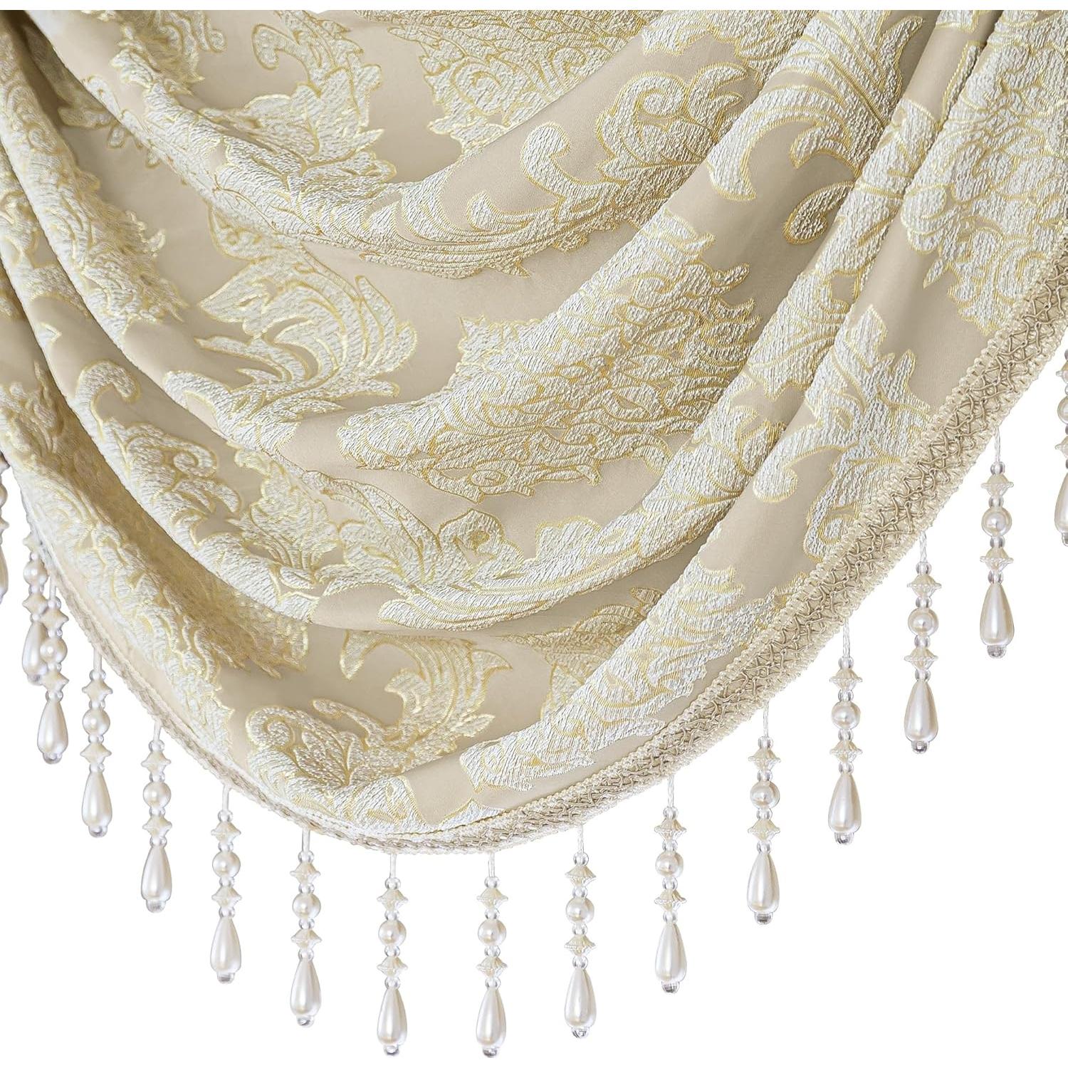 Valance de lujo Jacquard Loom and Mill 99x114cm Beige