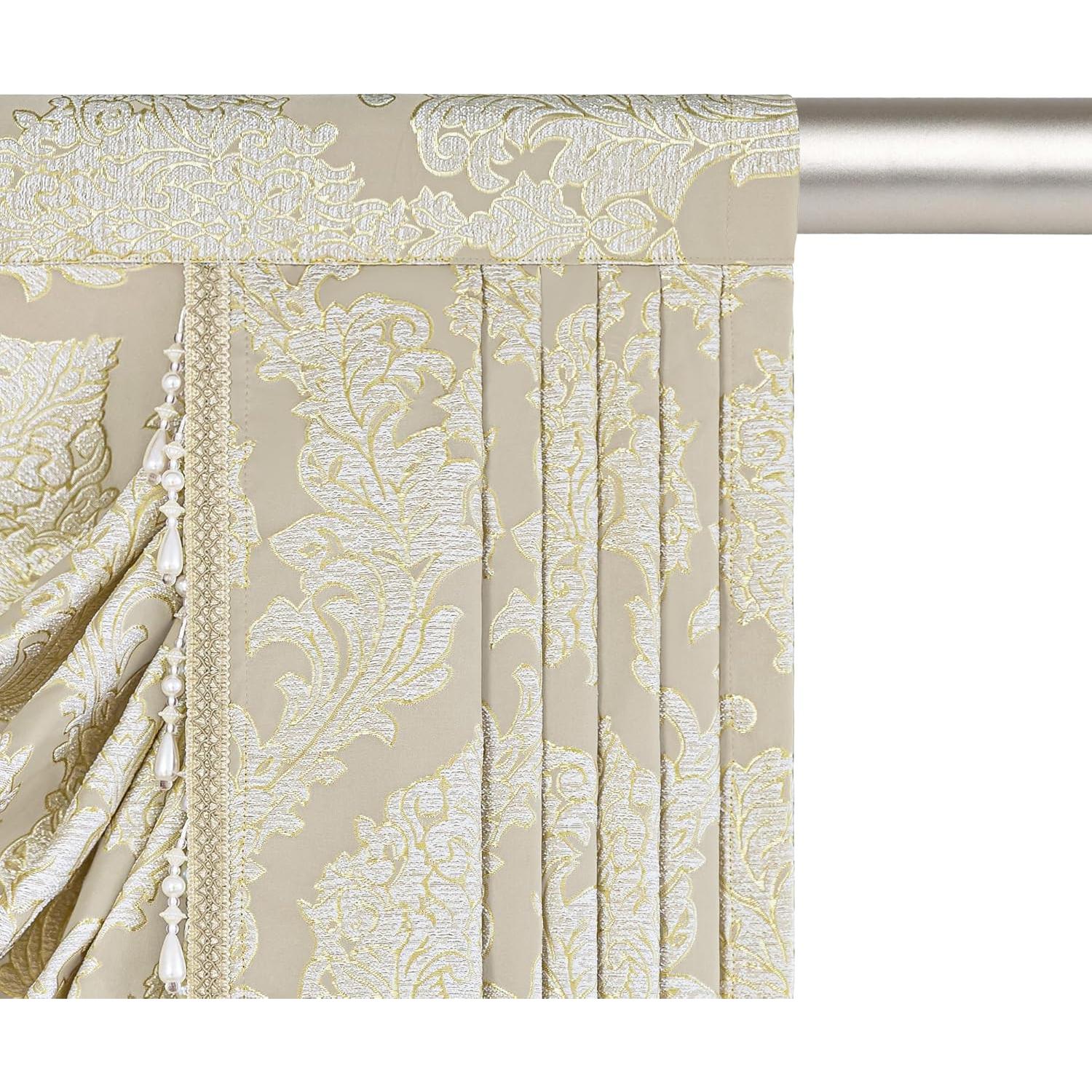Valance de lujo Jacquard Loom and Mill 99x114cm Beige