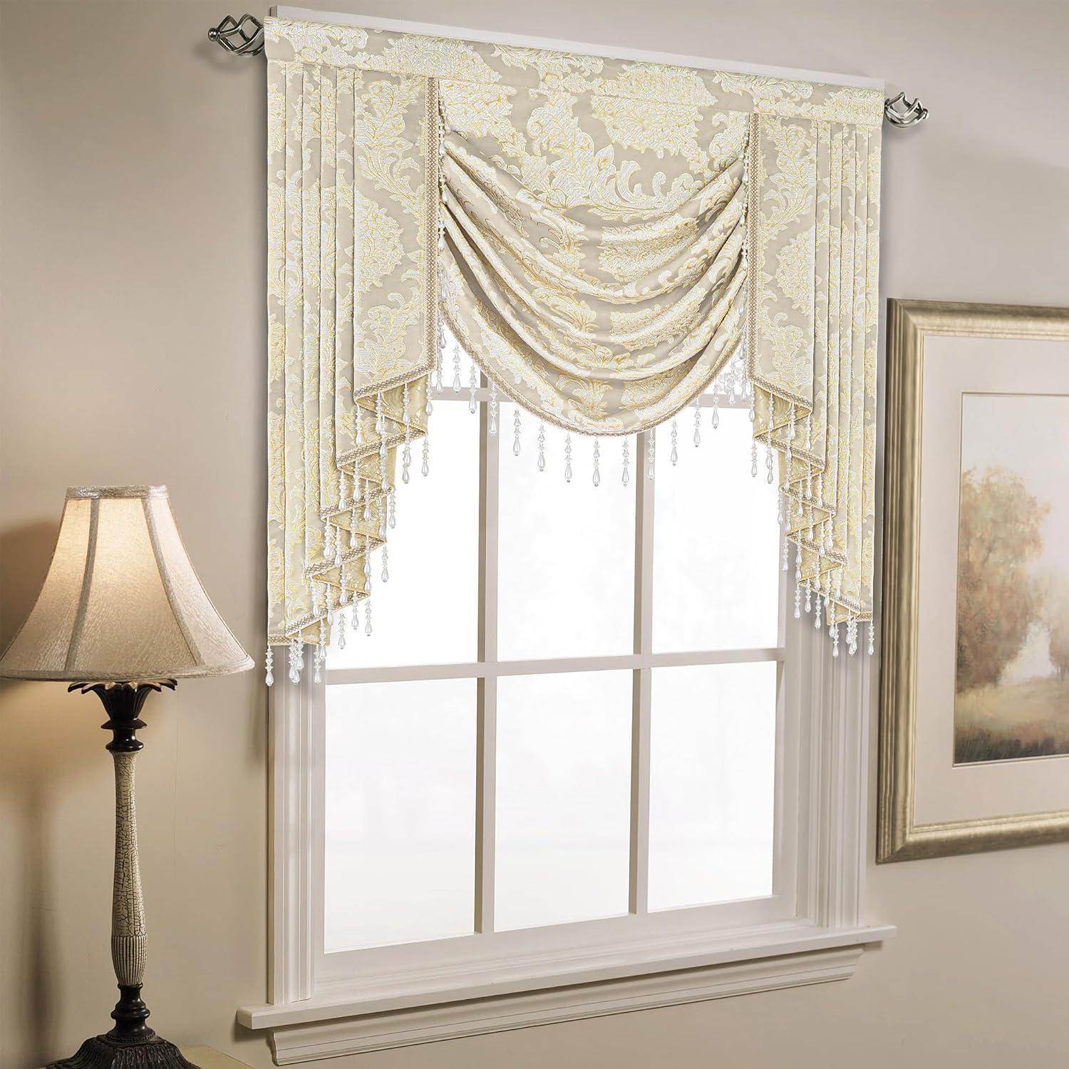 Valance de lujo Jacquard Loom and Mill 99x114cm Beige