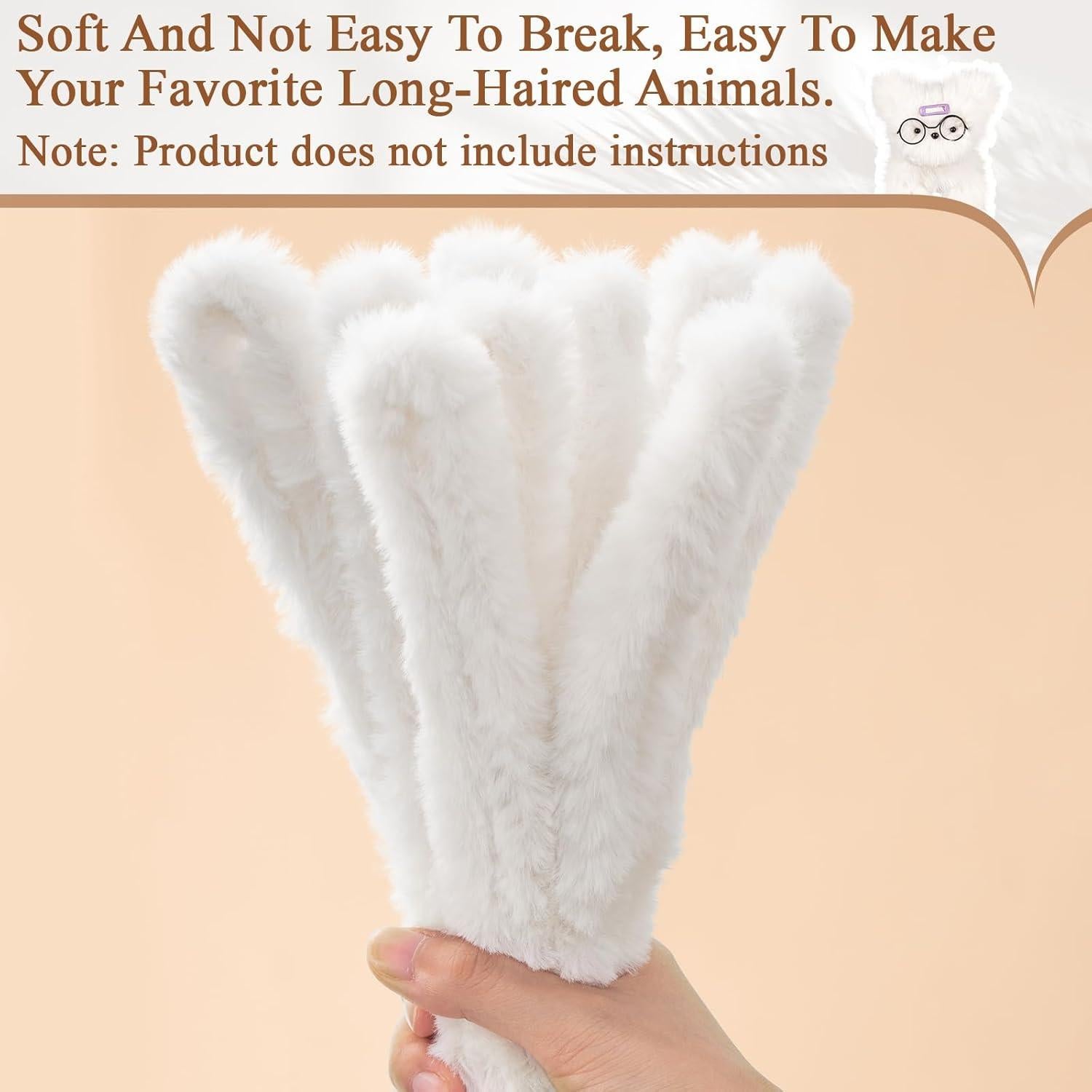 Limpiadores de Tubos Chenille VitalCozy 10 Pcs 100 cm Blanco Crema