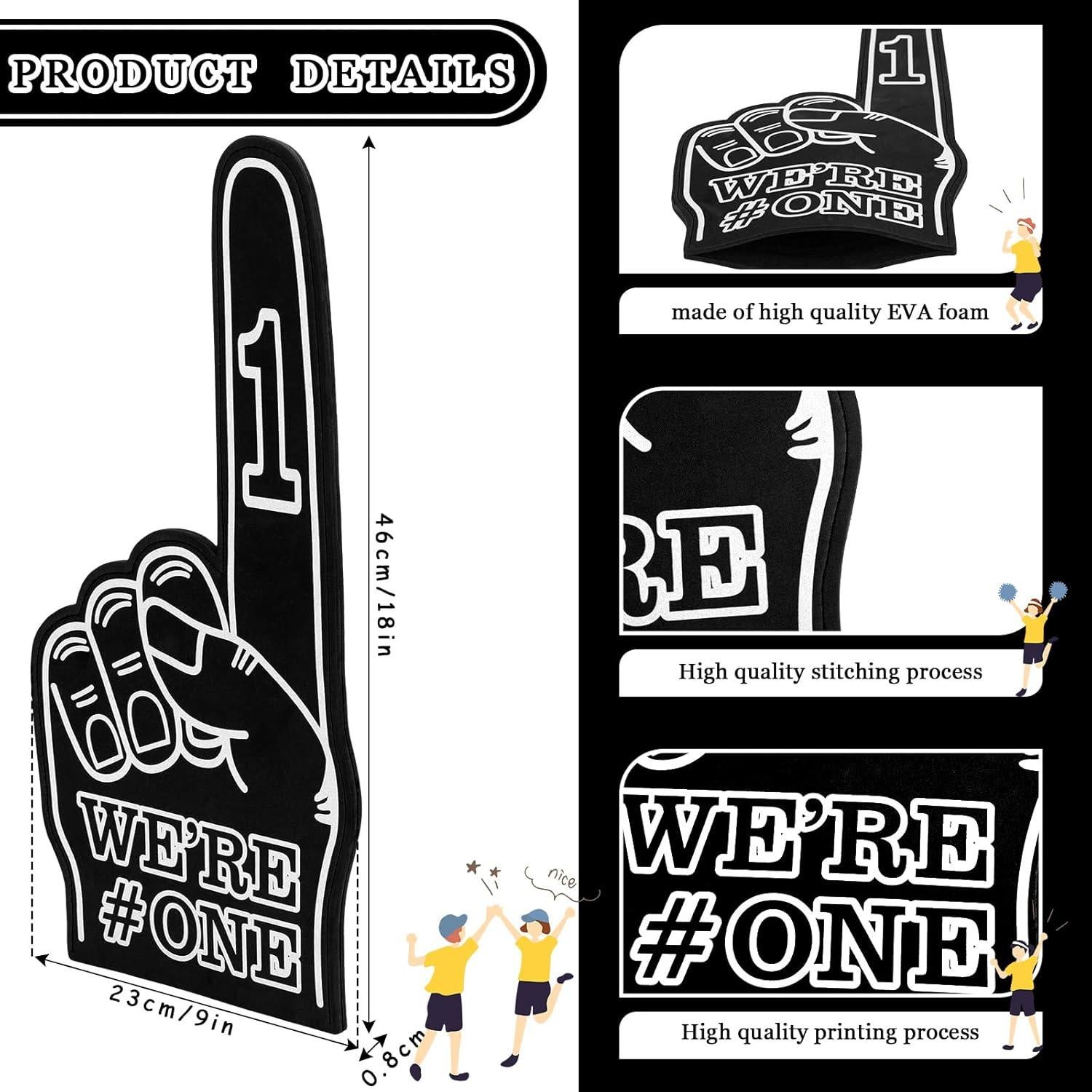 Dedo de Espuma Gigante Sotiff Paquete de 6 23x46cm Negro