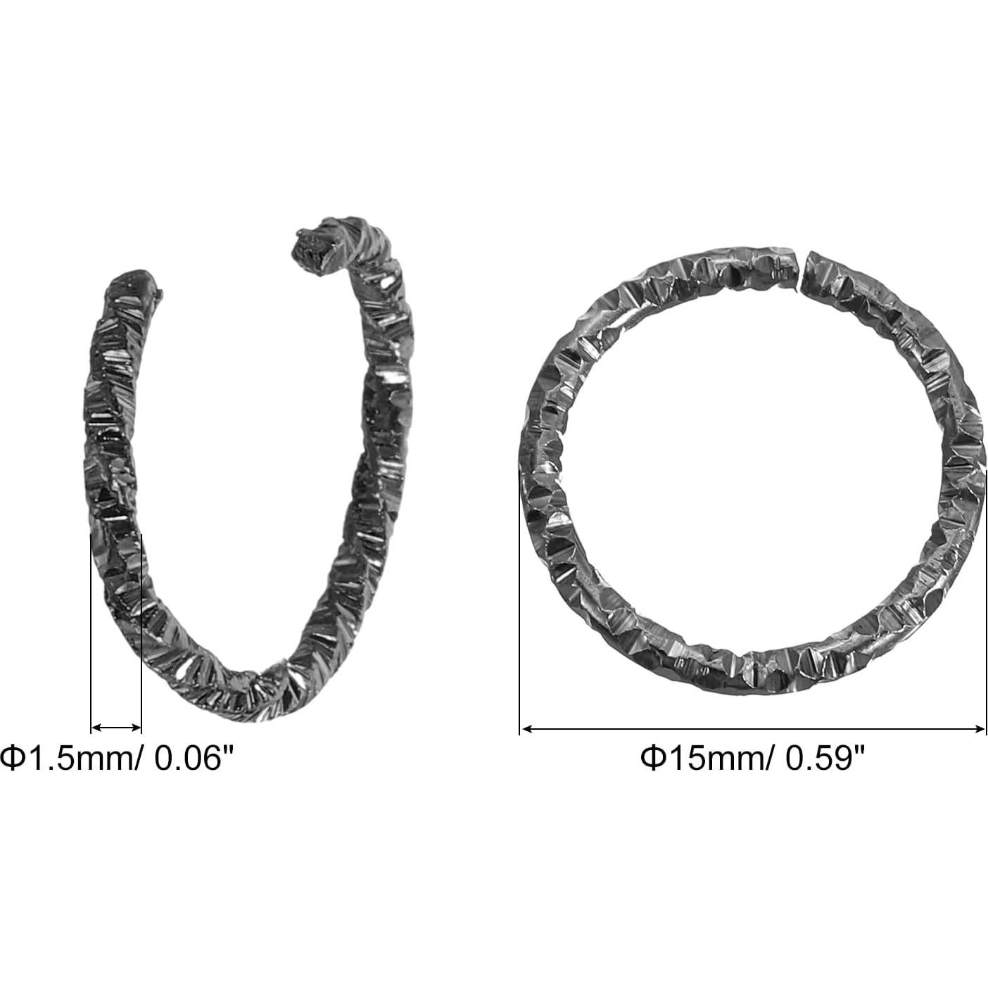 Anillas Abiertas uxcell 15mm Metal Negro 50Pcs para Joyería DIY