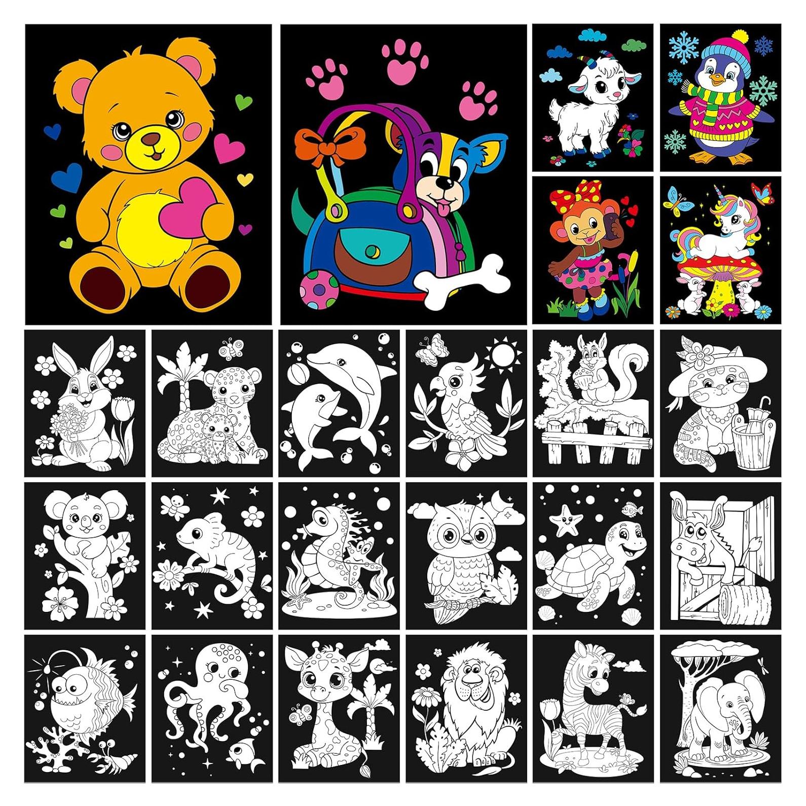 Zhanmai 48 Pósters de Colorear de Terciopelo para Niños