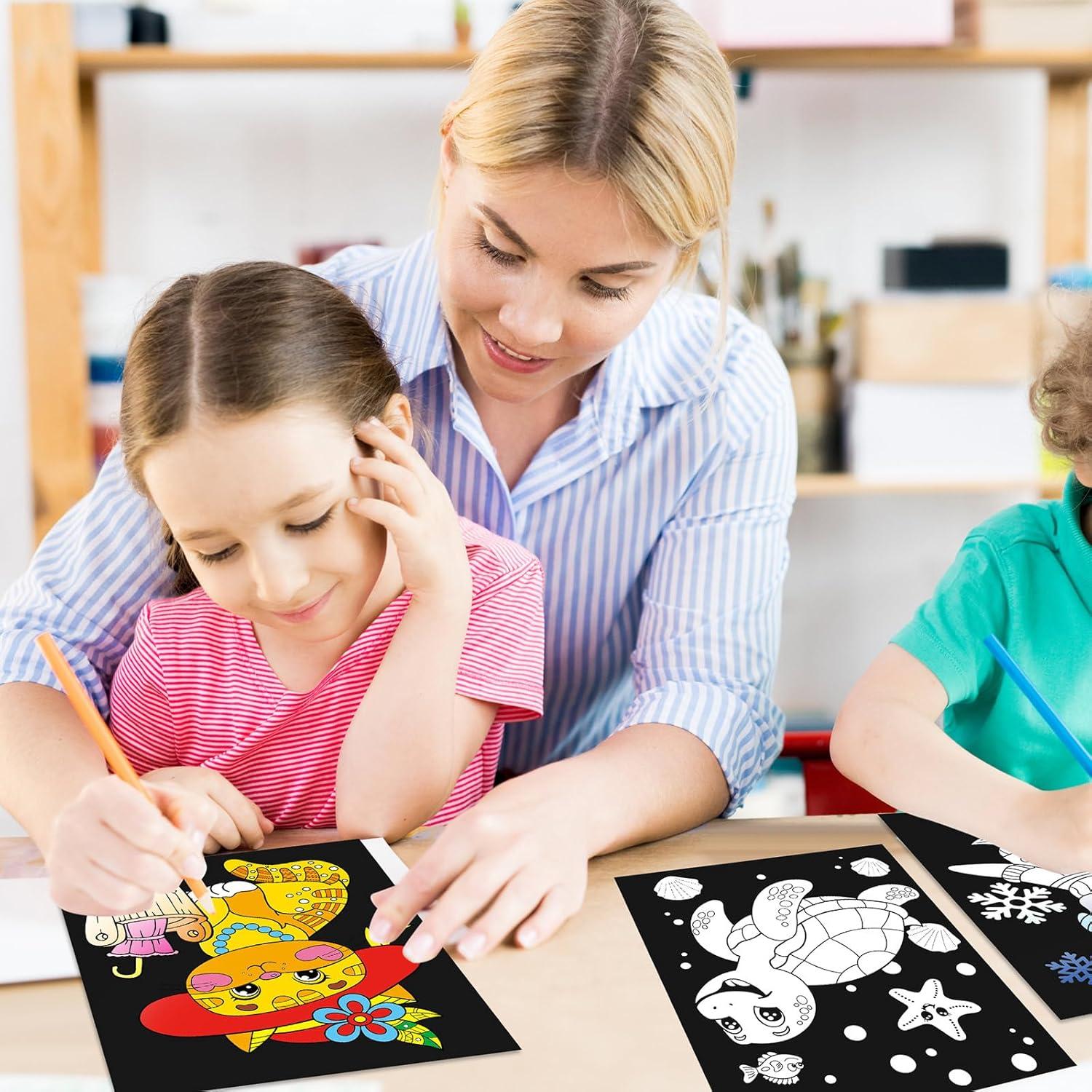 Zhanmai 48 Pósters de Colorear de Terciopelo para Niños