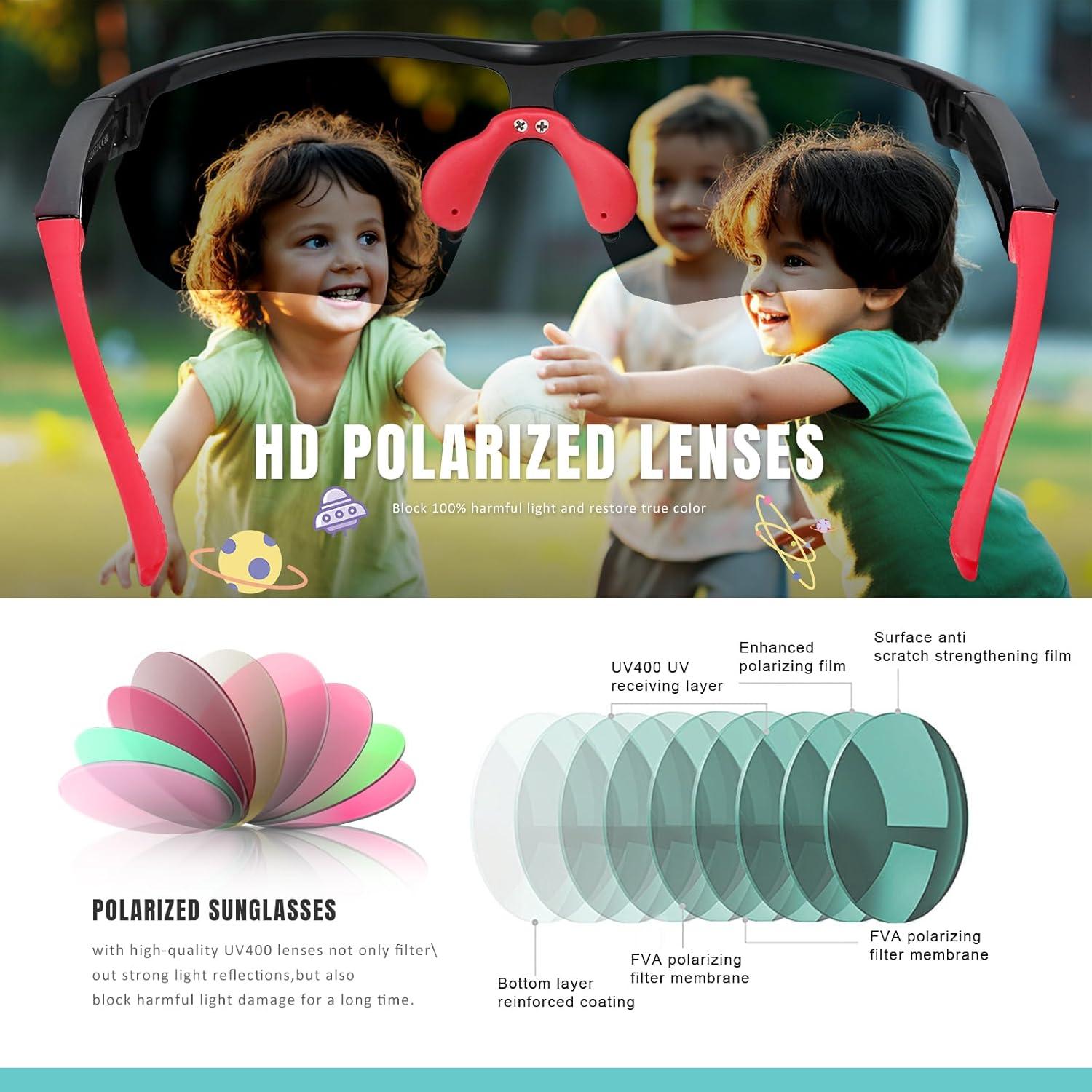 Gafas de sol polarizadas Vcarsian UV400 para niños 3-9 años